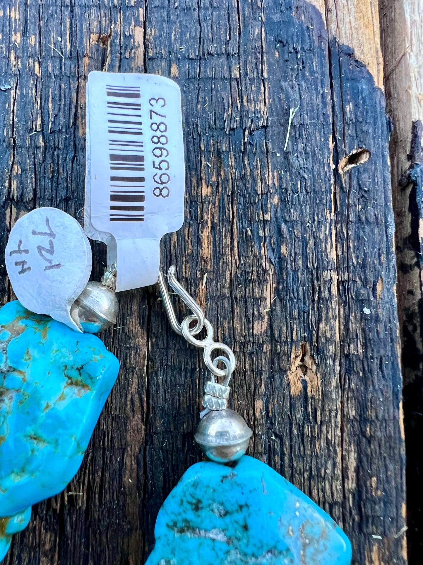 Native American Handmade Chunky Kingman Flat Nugget Necklace 18β