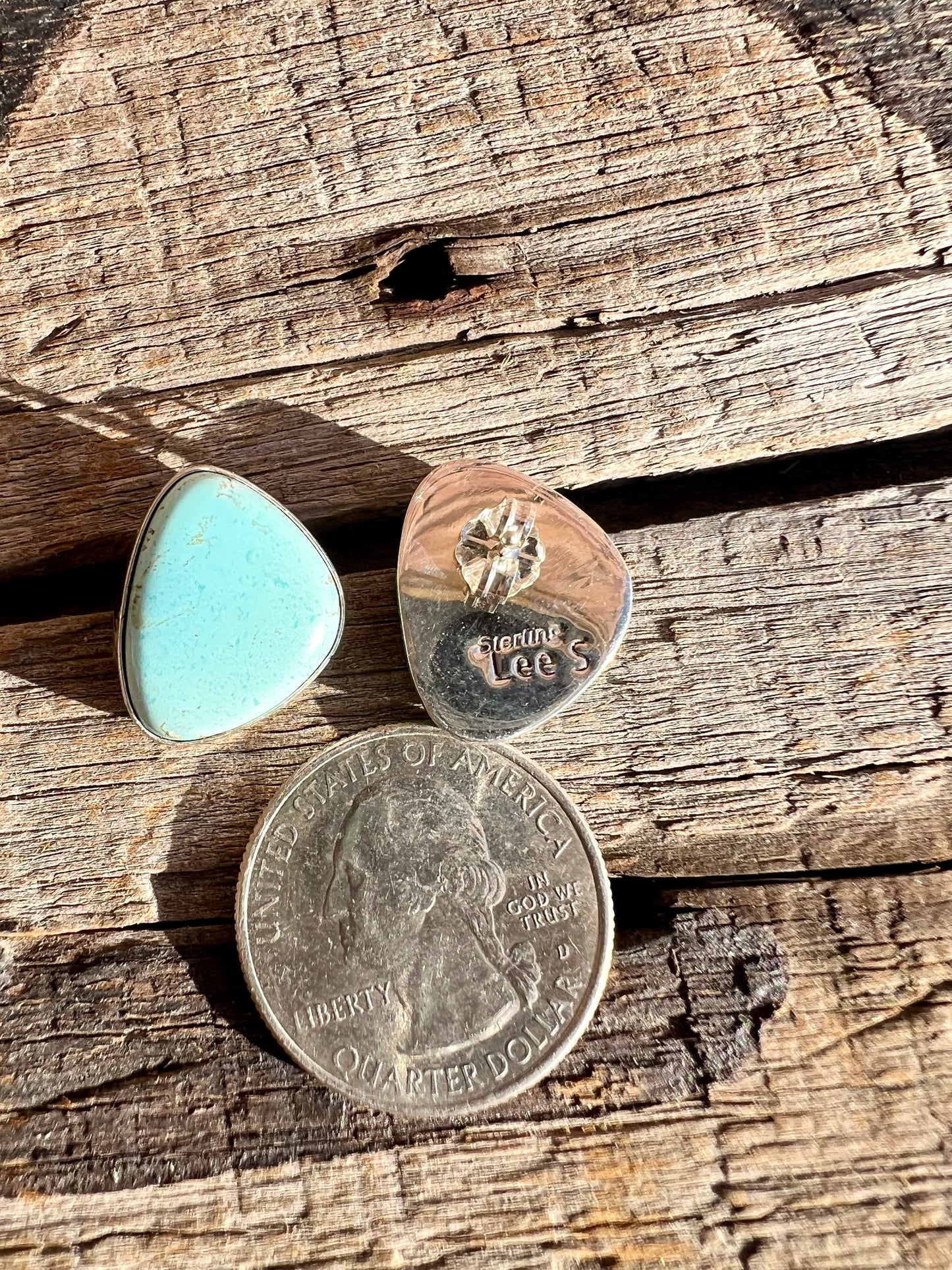 Golden Hills Turquoise & Sterling Silver Post Earrings- Navajo Handmade by Lee Sandoval