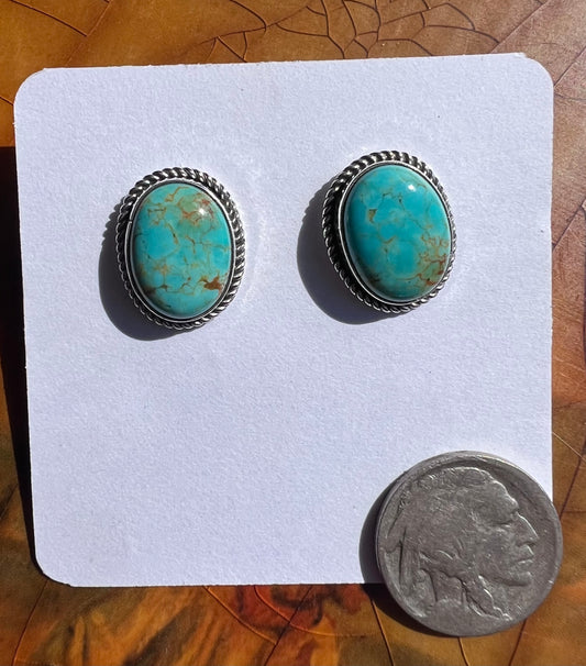 Navajo Handmade Sterling & Turquoise Post Stud Earrings