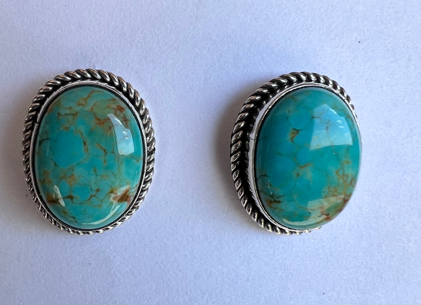 Navajo Handmade Sterling & Turquoise Post Stud Earrings