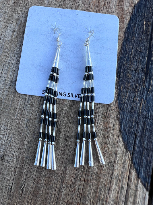 Sterling & Black Onyx Dangle Earrings 3.5β