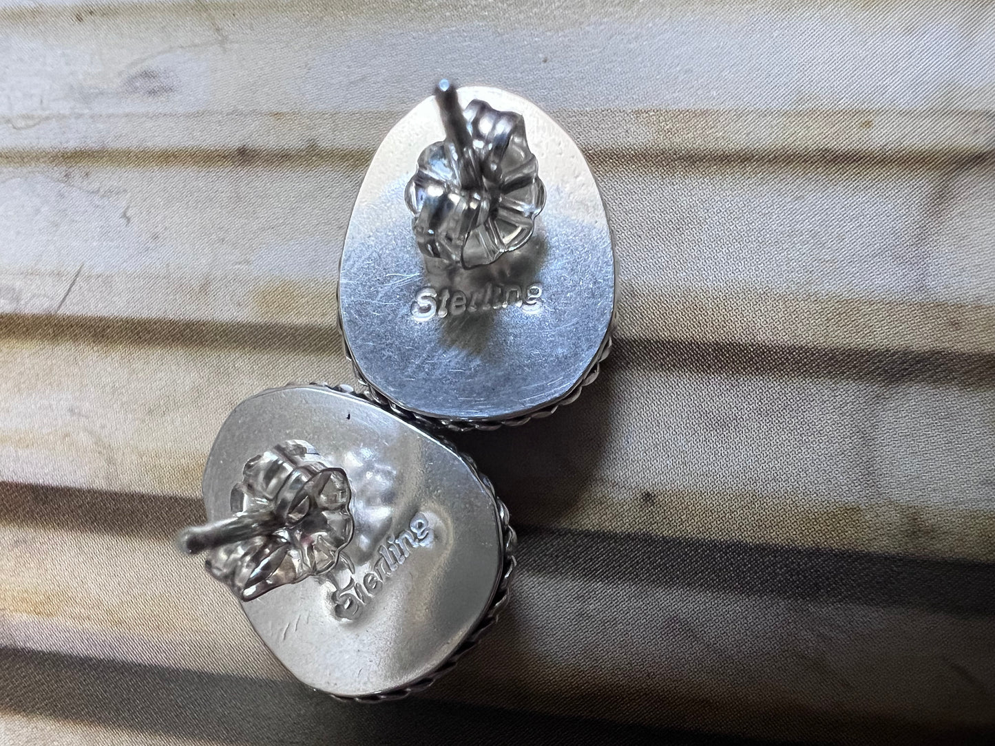 Native Navajo Handmade Sterling & New Lander Variscite Post Earrings 1/2β