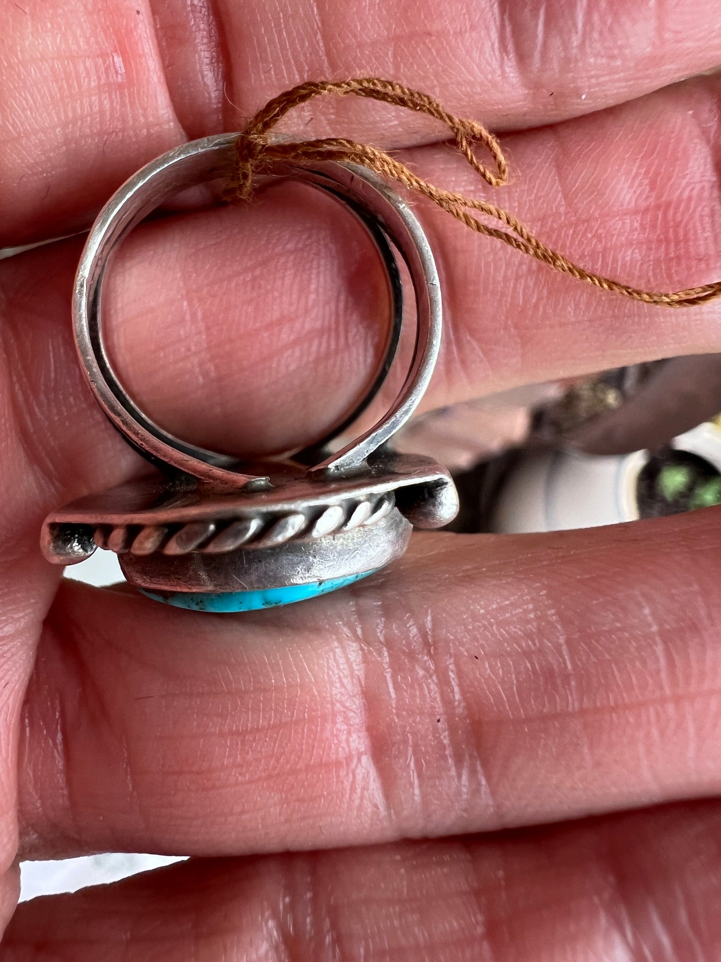 Vintage Handmade Sterling & Turquoise Ring Sz 7