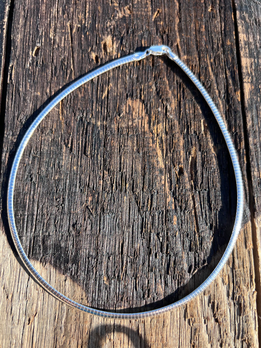 Sterling Silver Heavy Omega 4mm  Necklace 18β