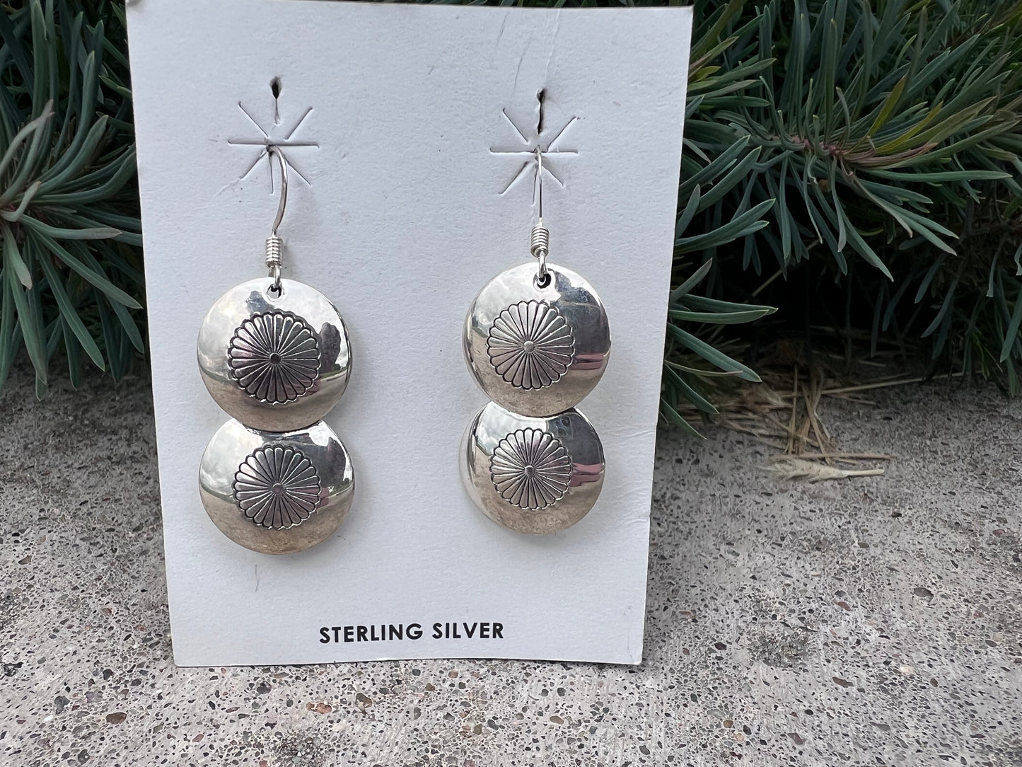 Native American Handmade by Ina Nez. Sterling Concho Double Pillow Beads 1.8β long