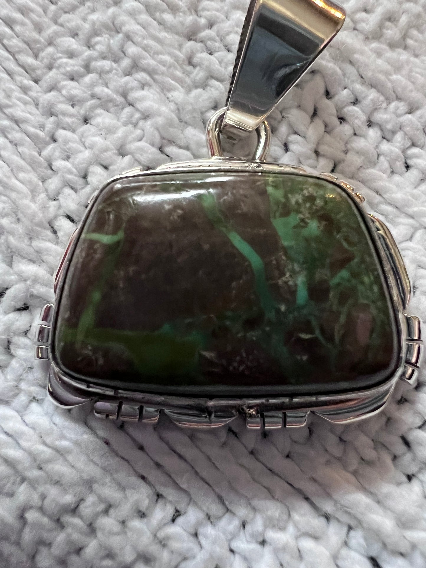 Native American Handmade by Jimmy Garcia: Carico Lake Ribbon Turquoise Pendant