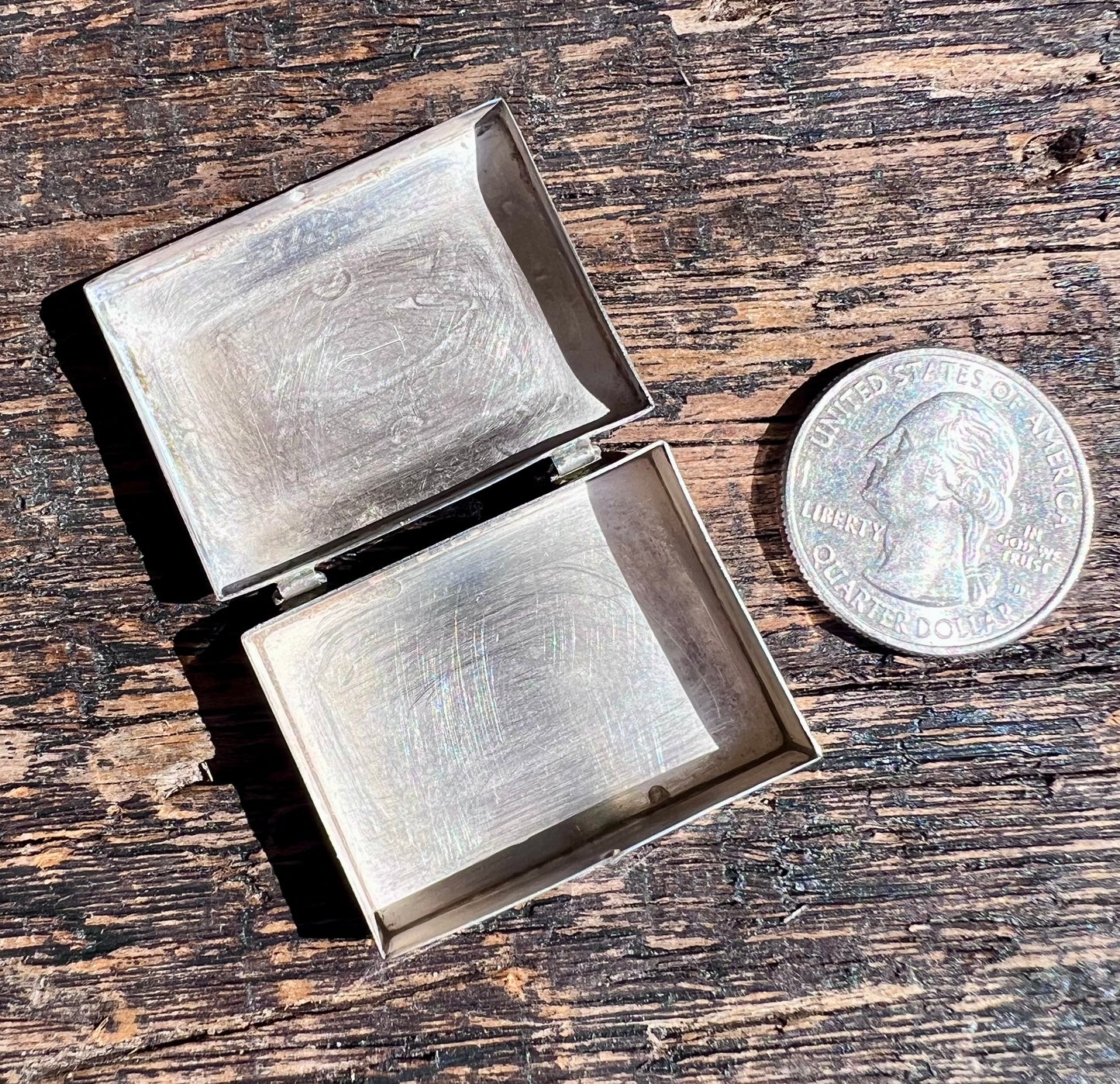 Vintage Sterling Silver Navajo Handmade Rectangle Pill Box