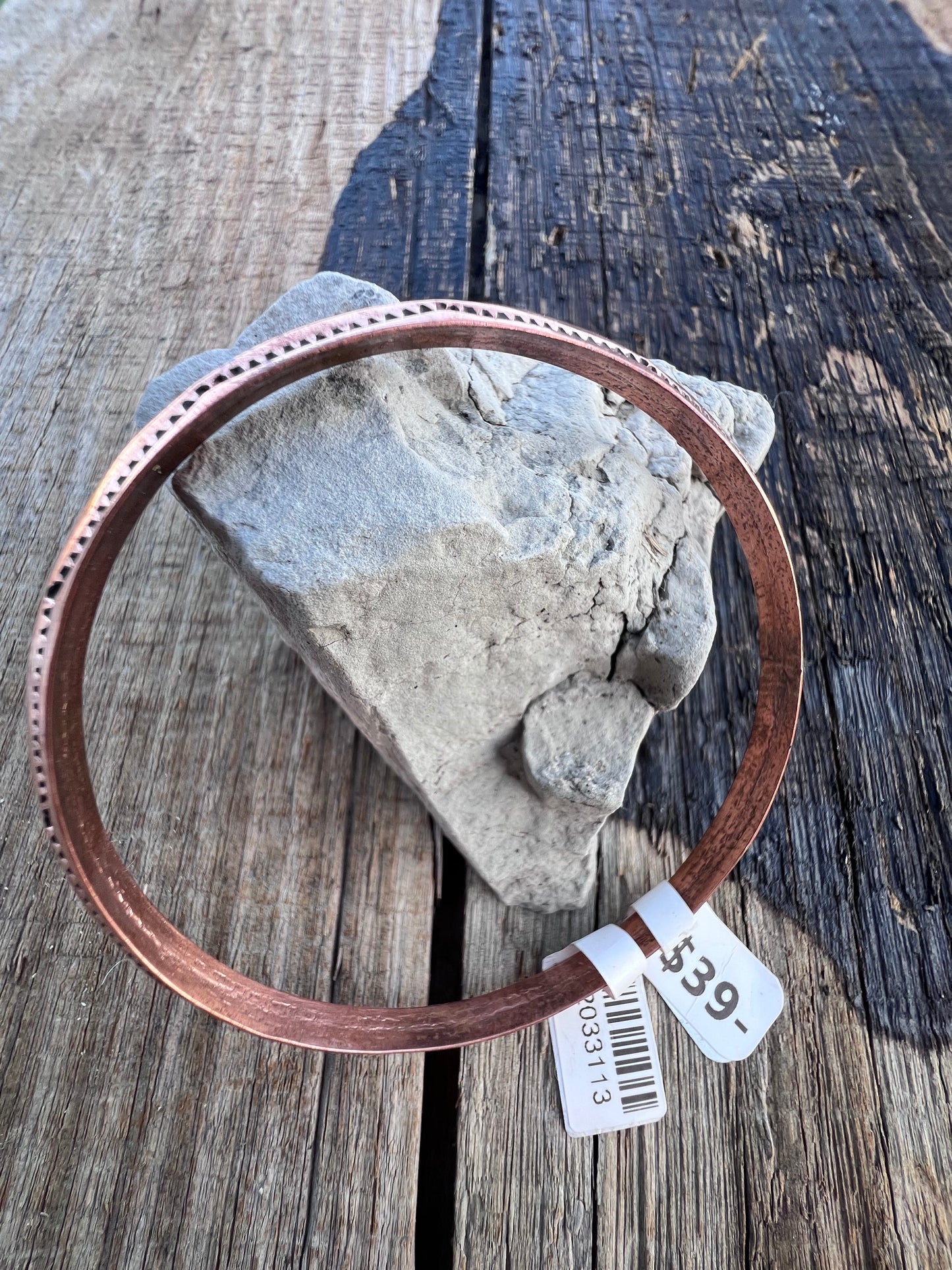 Navajo Handmade Carinated Southwest Stamped Copper Bangle Bracelet 2.5β