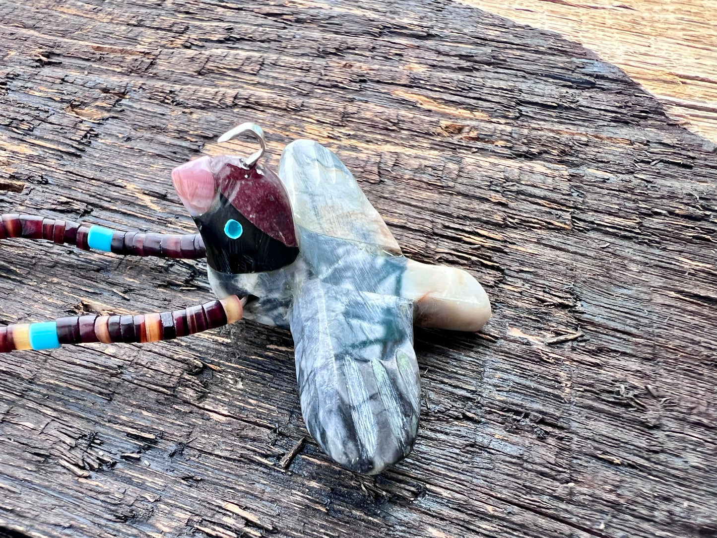 Matthew Mitchell Handmade Jasper Quail Fetish Earrings & Necklace 24β