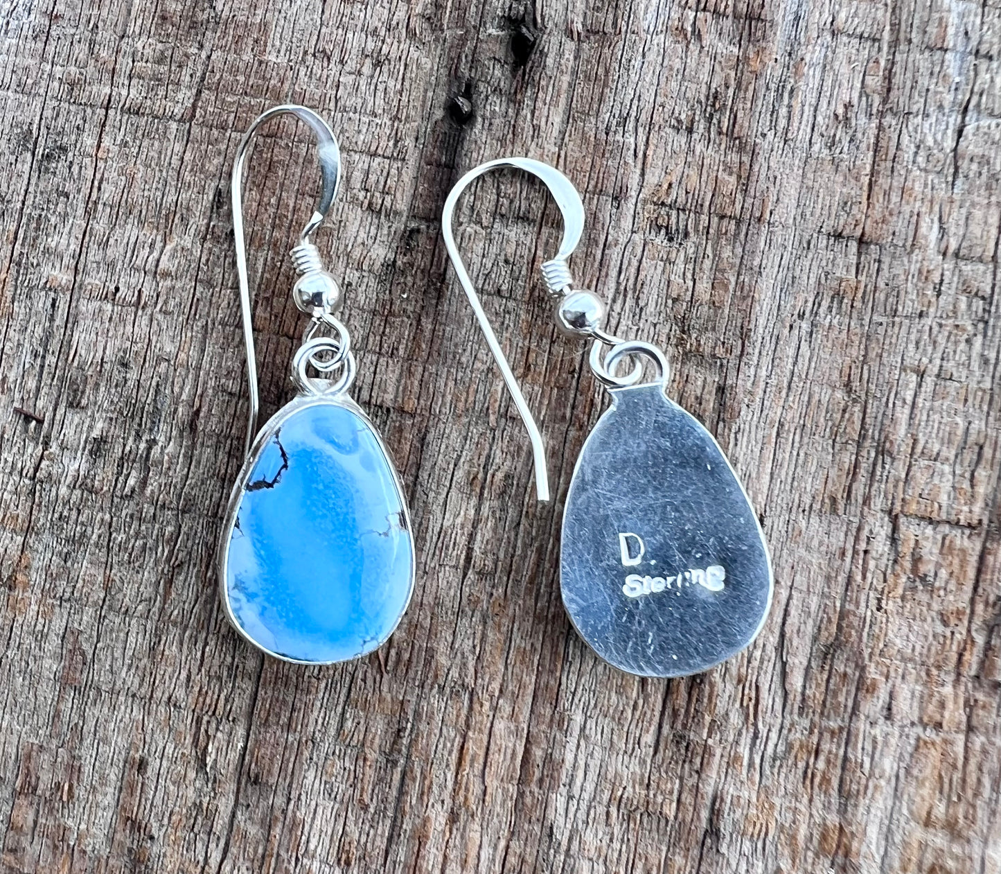 Native Navajo Handmade Sterling & Golden Hills Turquoise Dangle Earrings 1.5β
