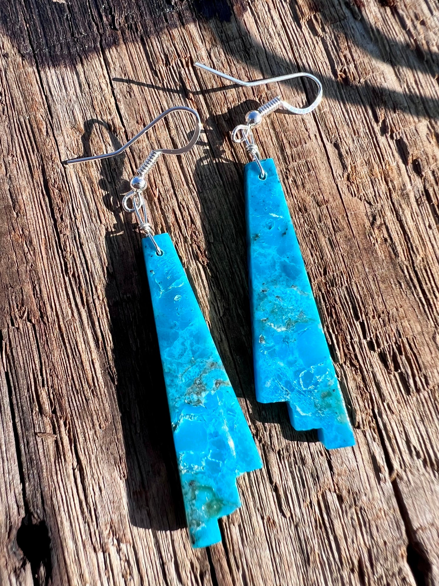 Native American Handmade by Robert Coriz- Turquoise Slab Pueblo Steps 2.8β