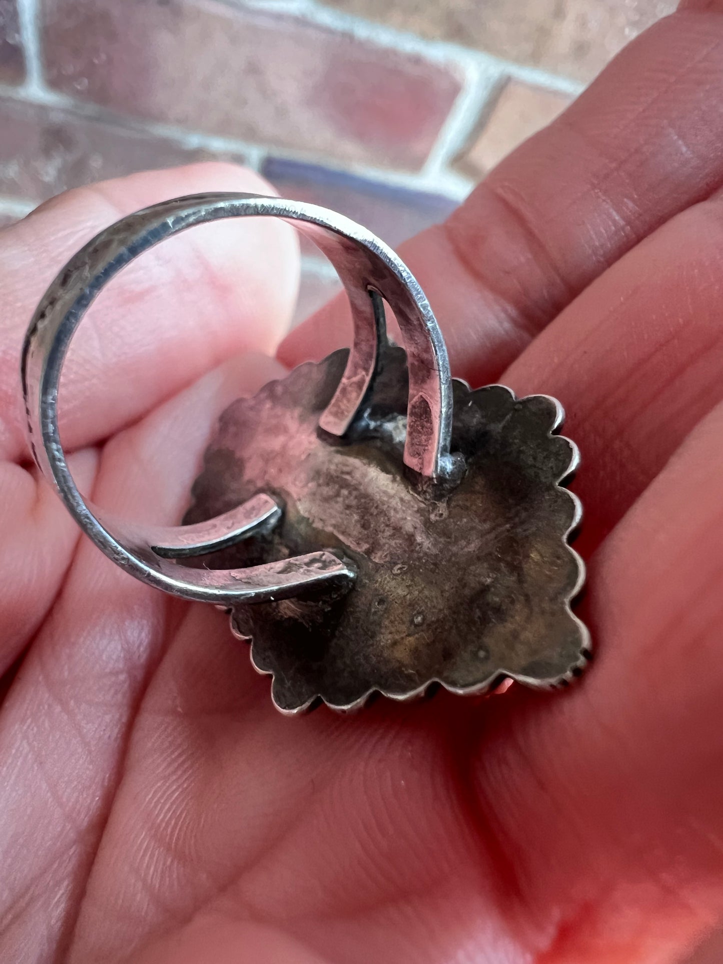 Vintage 1960’s Harvey Era Green Turquoise & Sterling Ring Sz 6