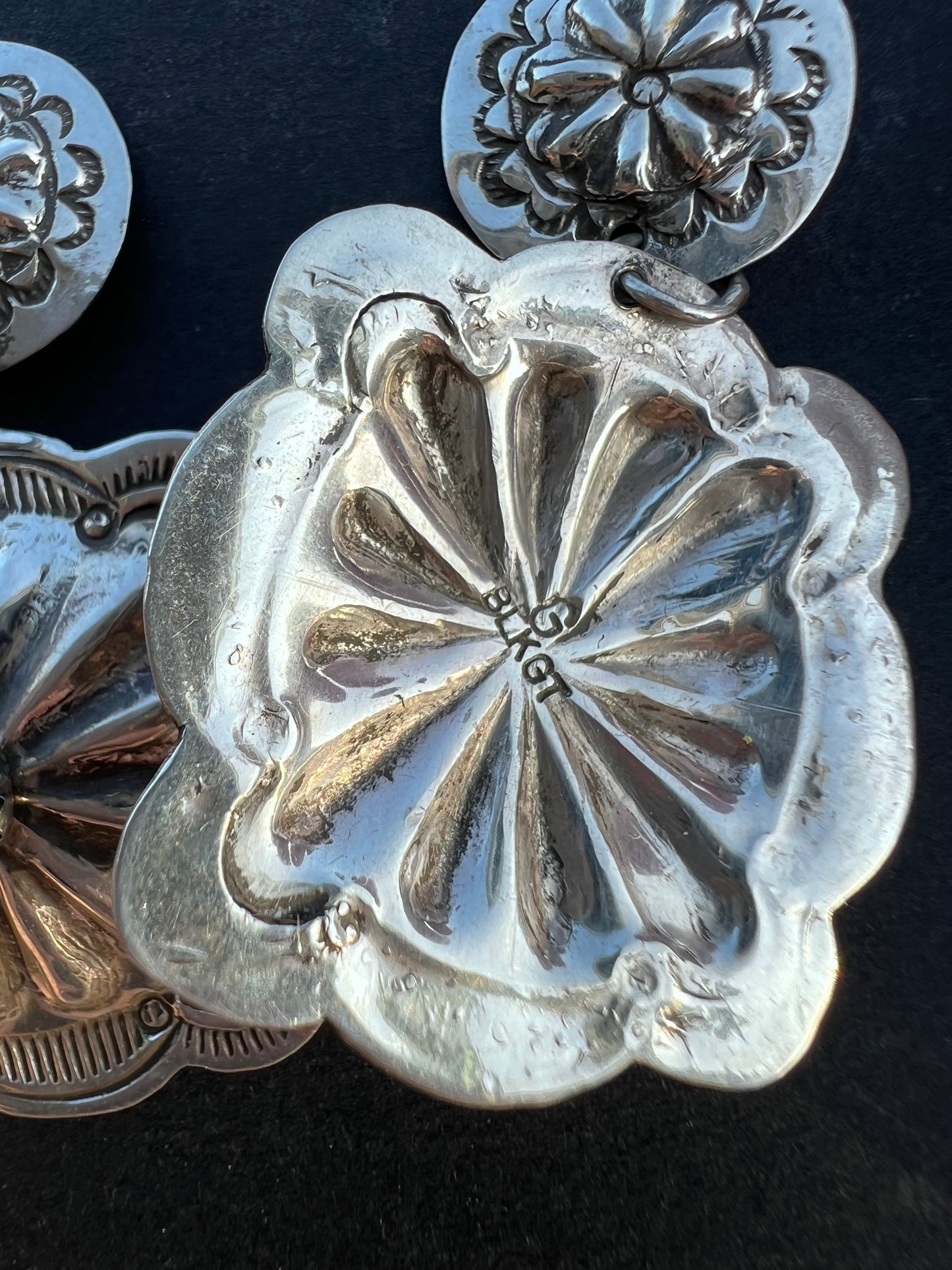 Handmade by Geneveive Blackgoat Sterling & Turquoise Concho Earrings