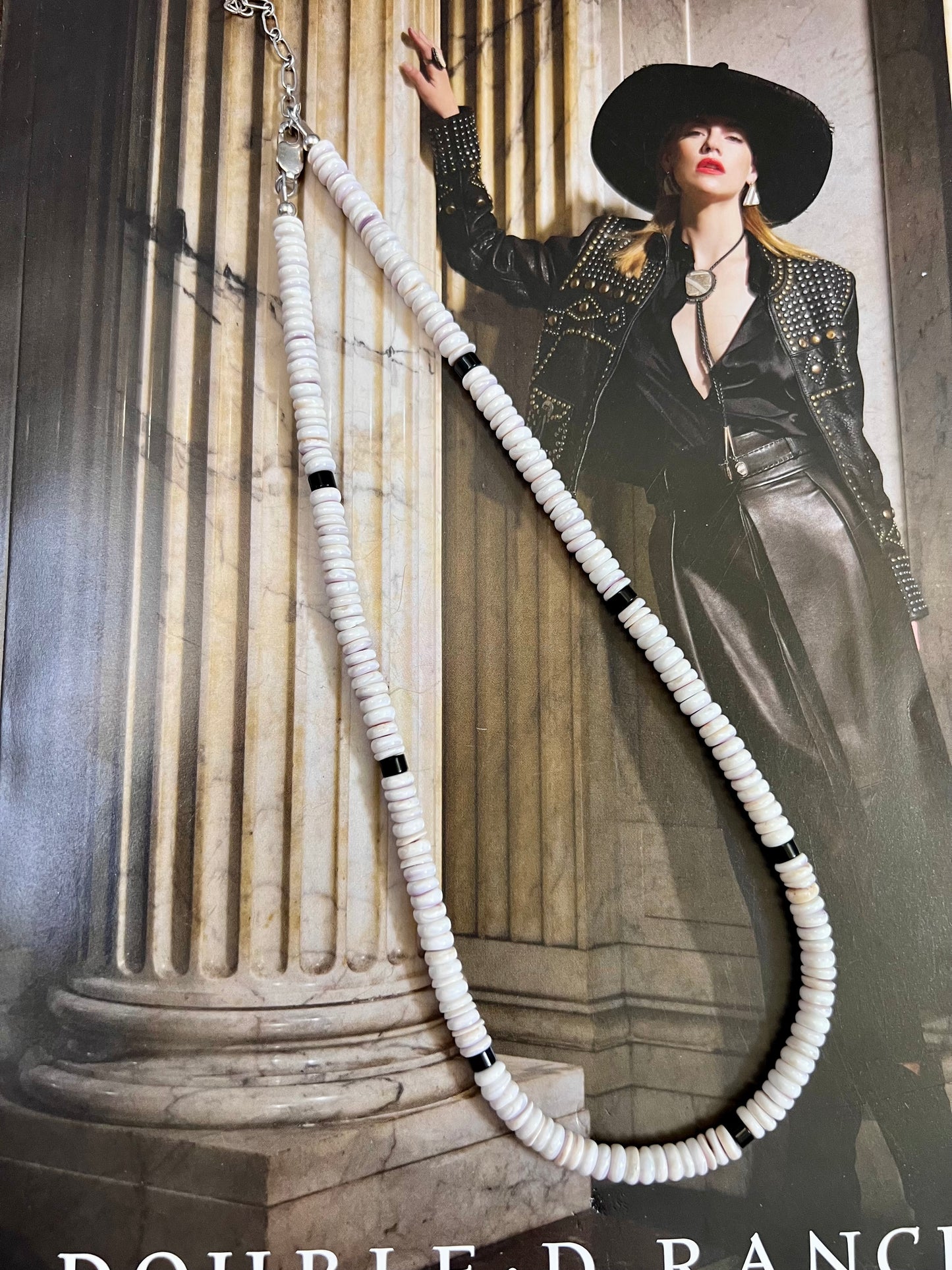 Wampum & Onyx Beaded 5mm Necklace 18-20β