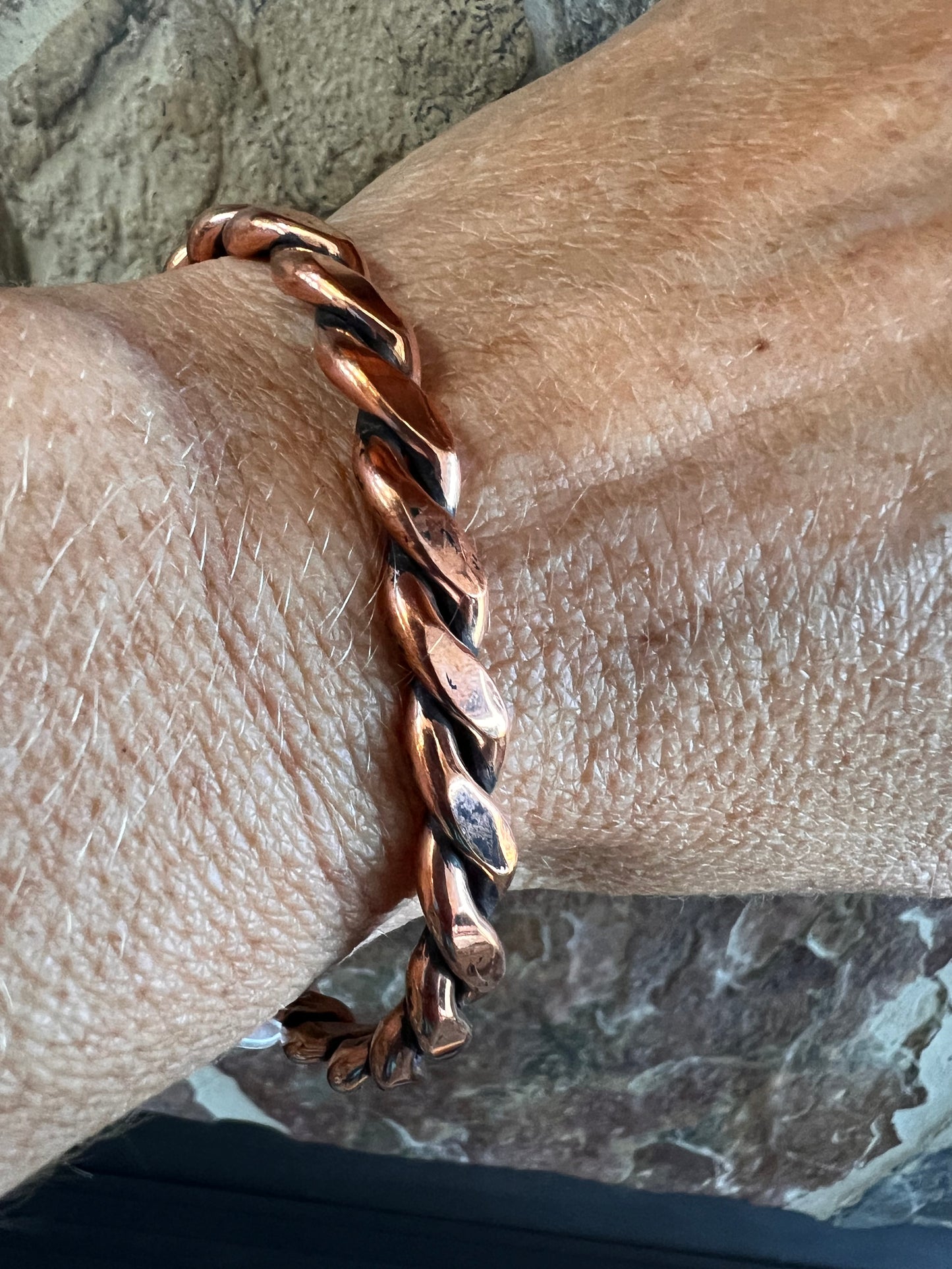 Copper Heavy Twist Wire Cuff Bracelet 7 1/8β