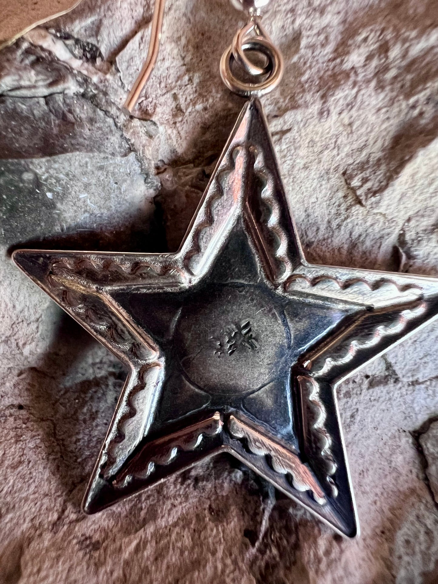 Southwest Sterling & Turquoise Star Dangle Earrings