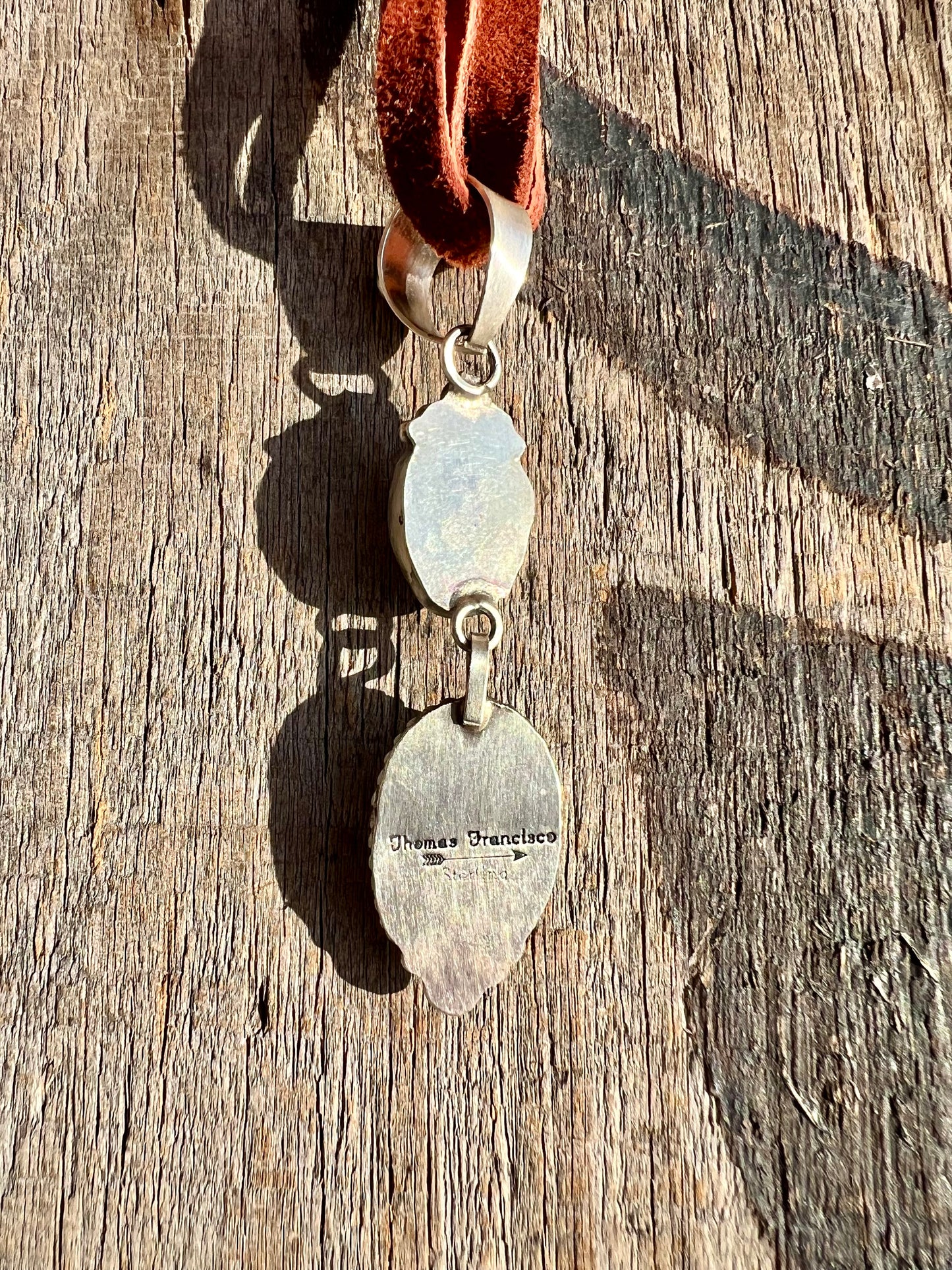 Golden Hills Turquoise & Sterling Silver 2-stone Pendant -Navajo Handmade by Thomas Francisco