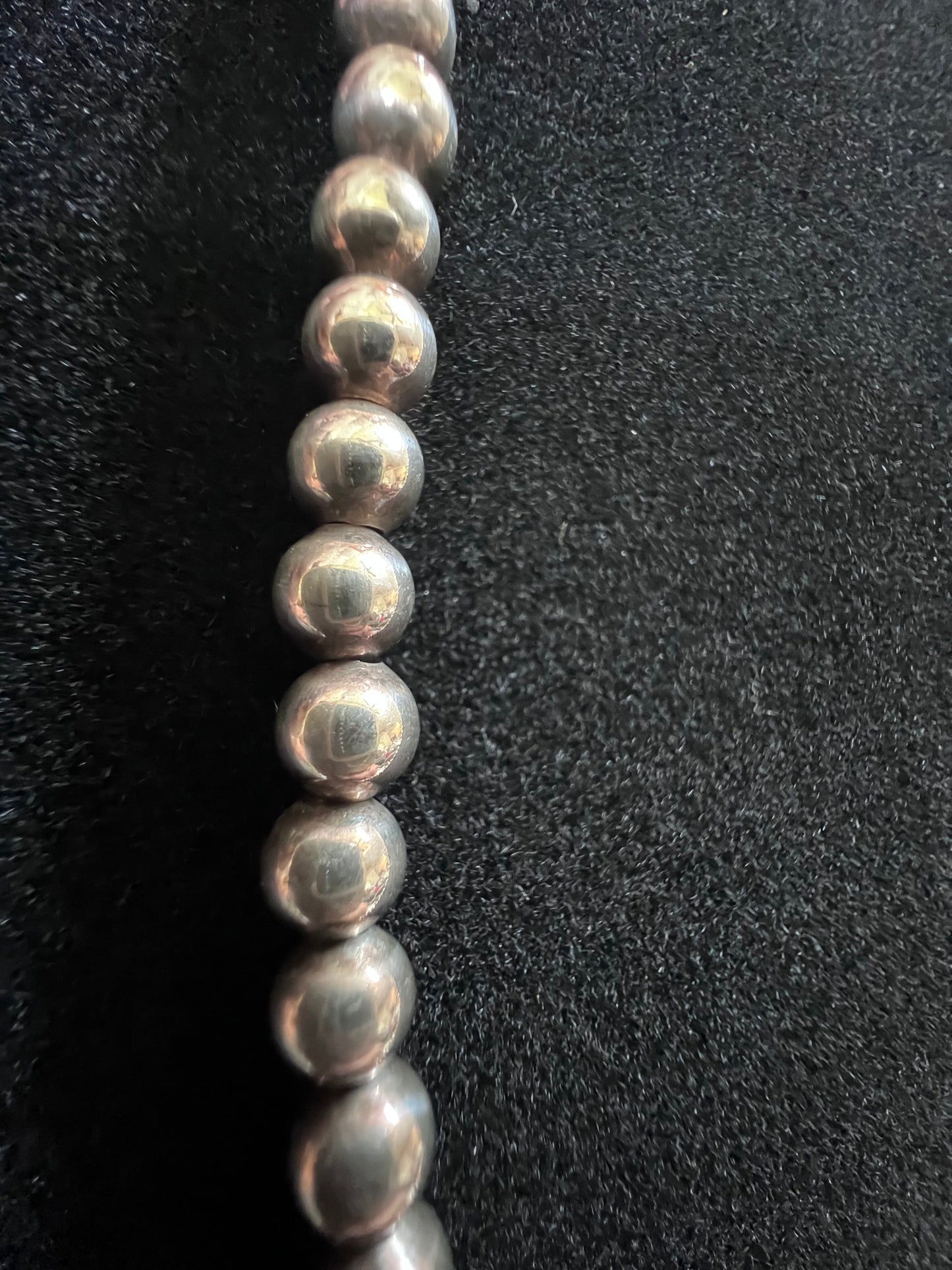 Vintage Sterling Silver 6mm Bead Necklace 15.5”