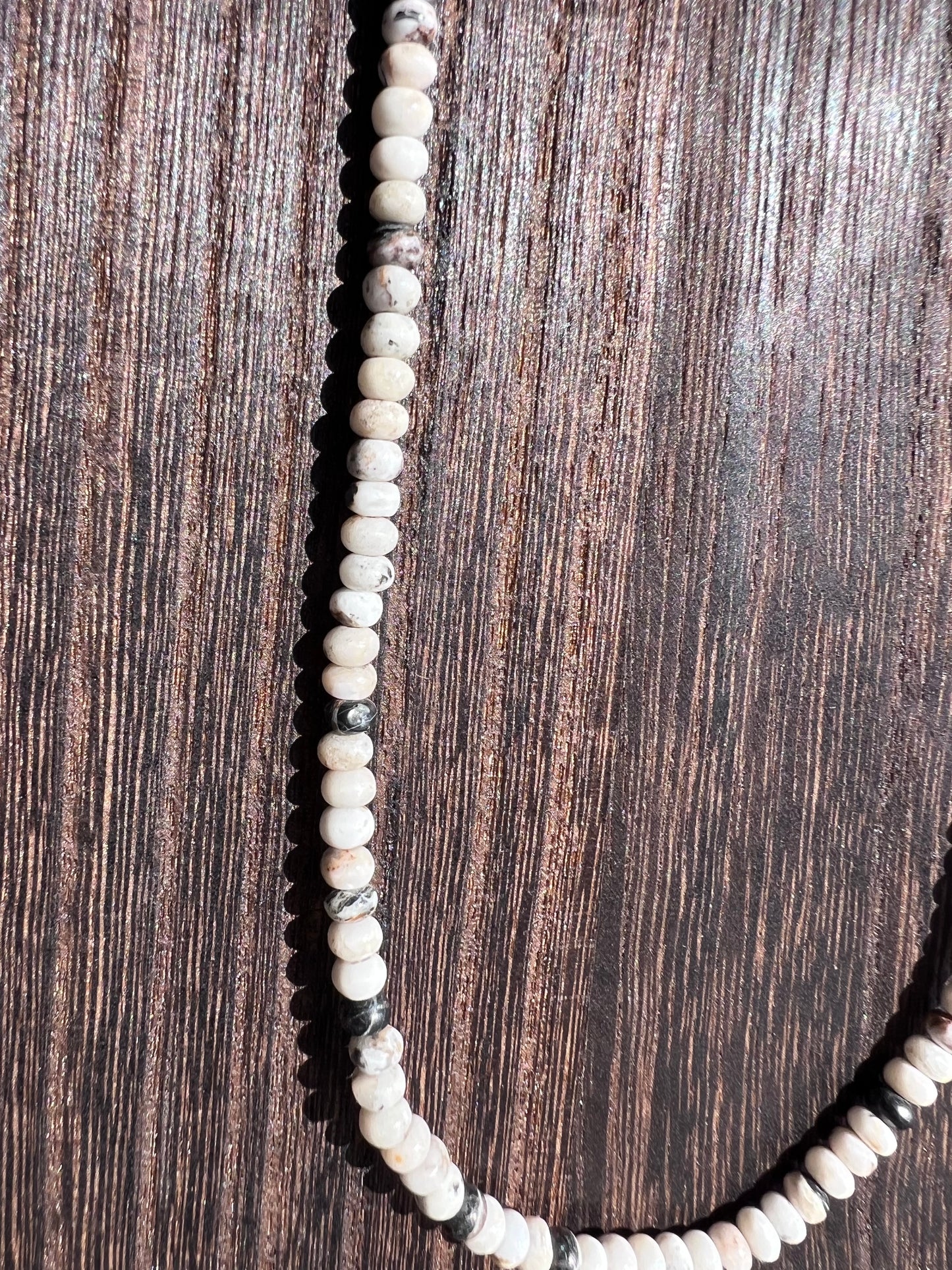 Genuine White Buffalo 4mm Rondelle Bead 19β Necklace