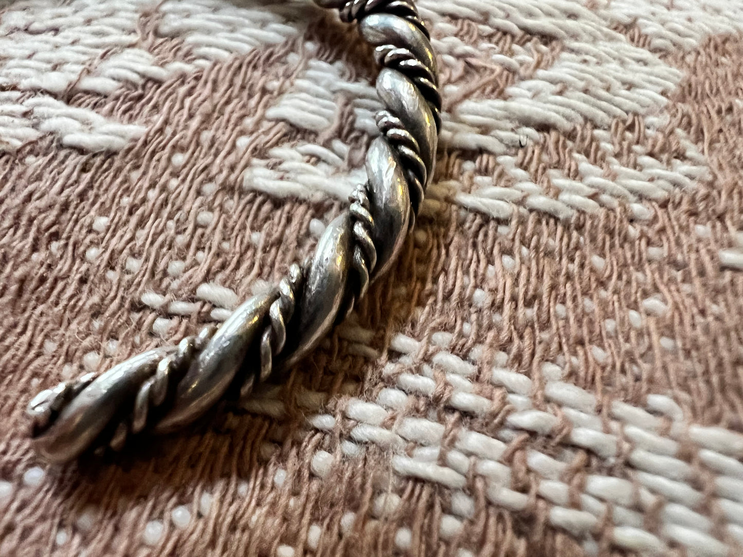 Vintage Sterling Twisted Wire Cuff Bracelet Navajo Handmade Sz 6”