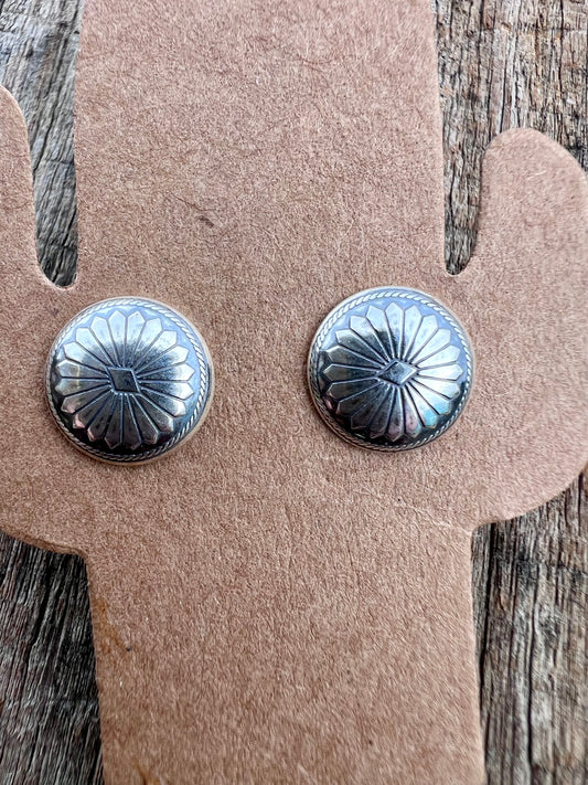 Sterling Small Concho Post Earrings 1/2β