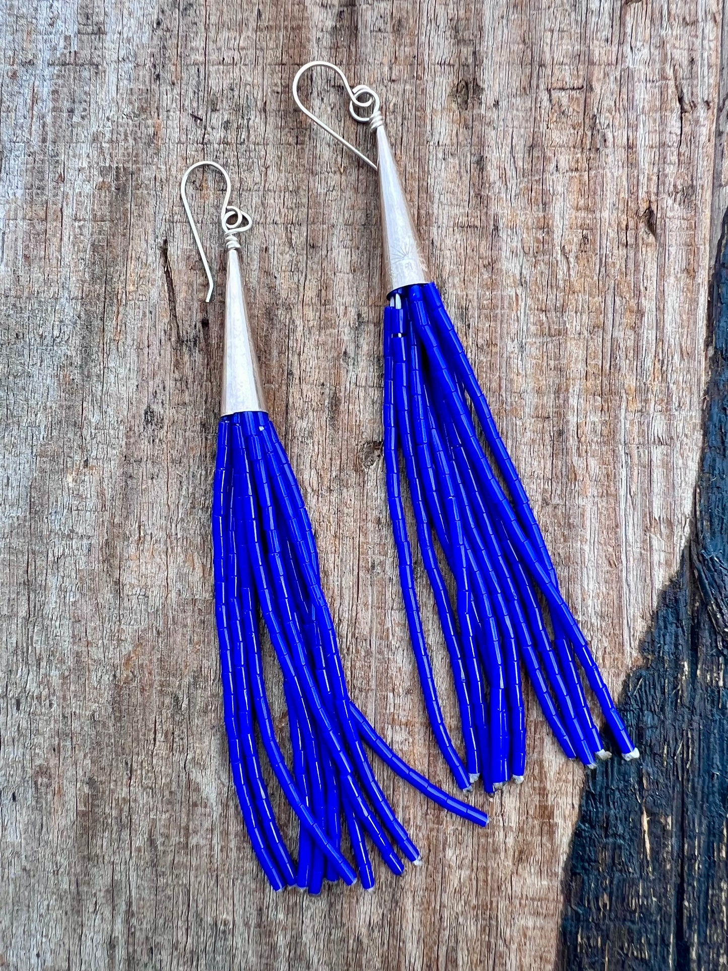 Lapis & Sterling Tassel Dangle Earrings 4.5β