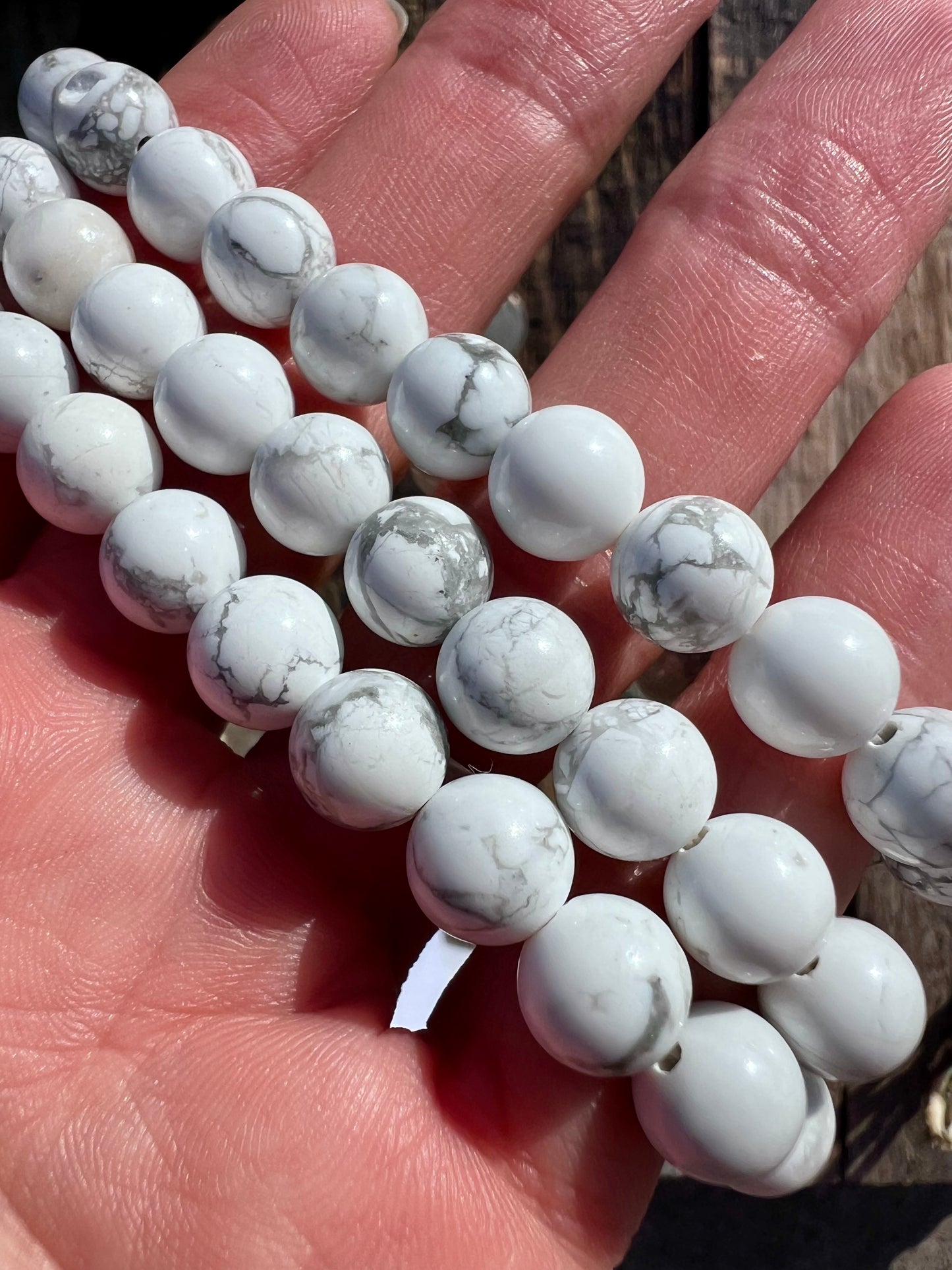 Howlite Round 8mm Bead Bracelets Sz. 7 (Set of 3)