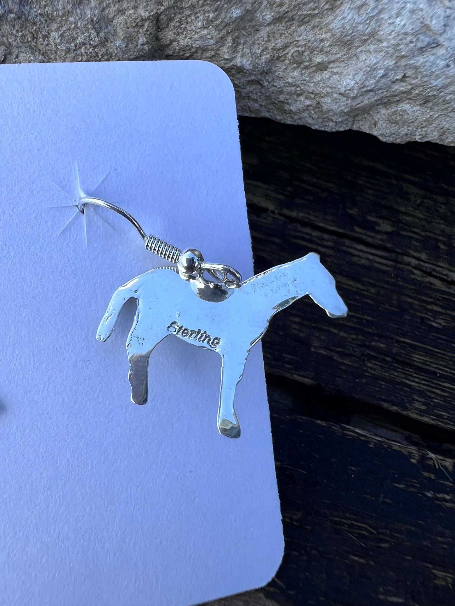 Handmade Sterling Silver & Turquoise Horse Dangle Earrings 1.3”