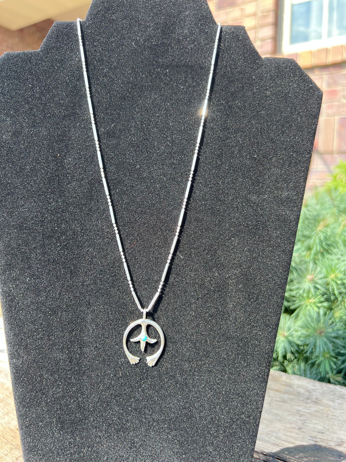 Sterling Silver Naja w/Turquoise and Sterling 18” Chain