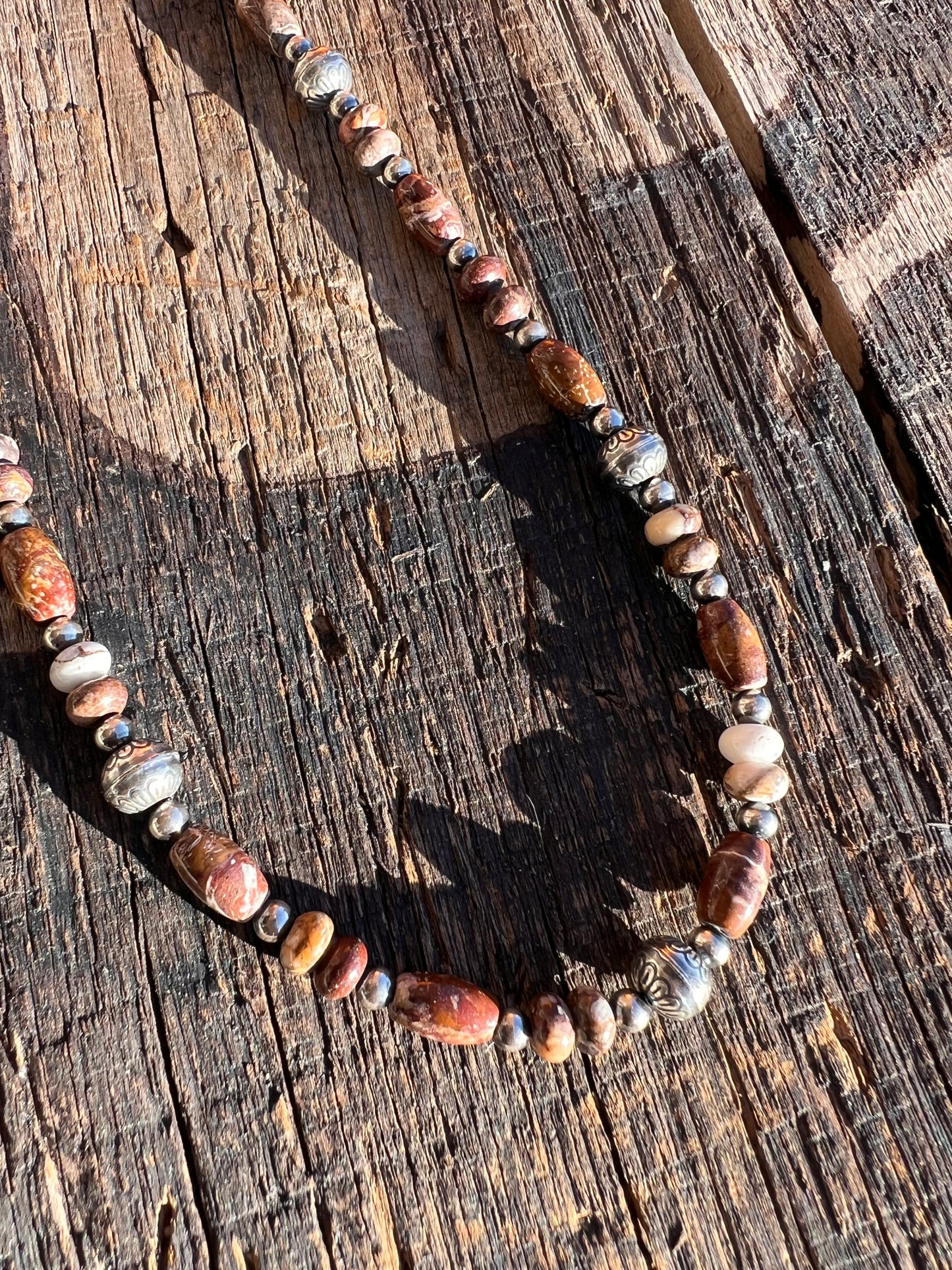 Rare Wild Horse & Sterling Silver Bead Necklace 20.5” & Earrings 3”