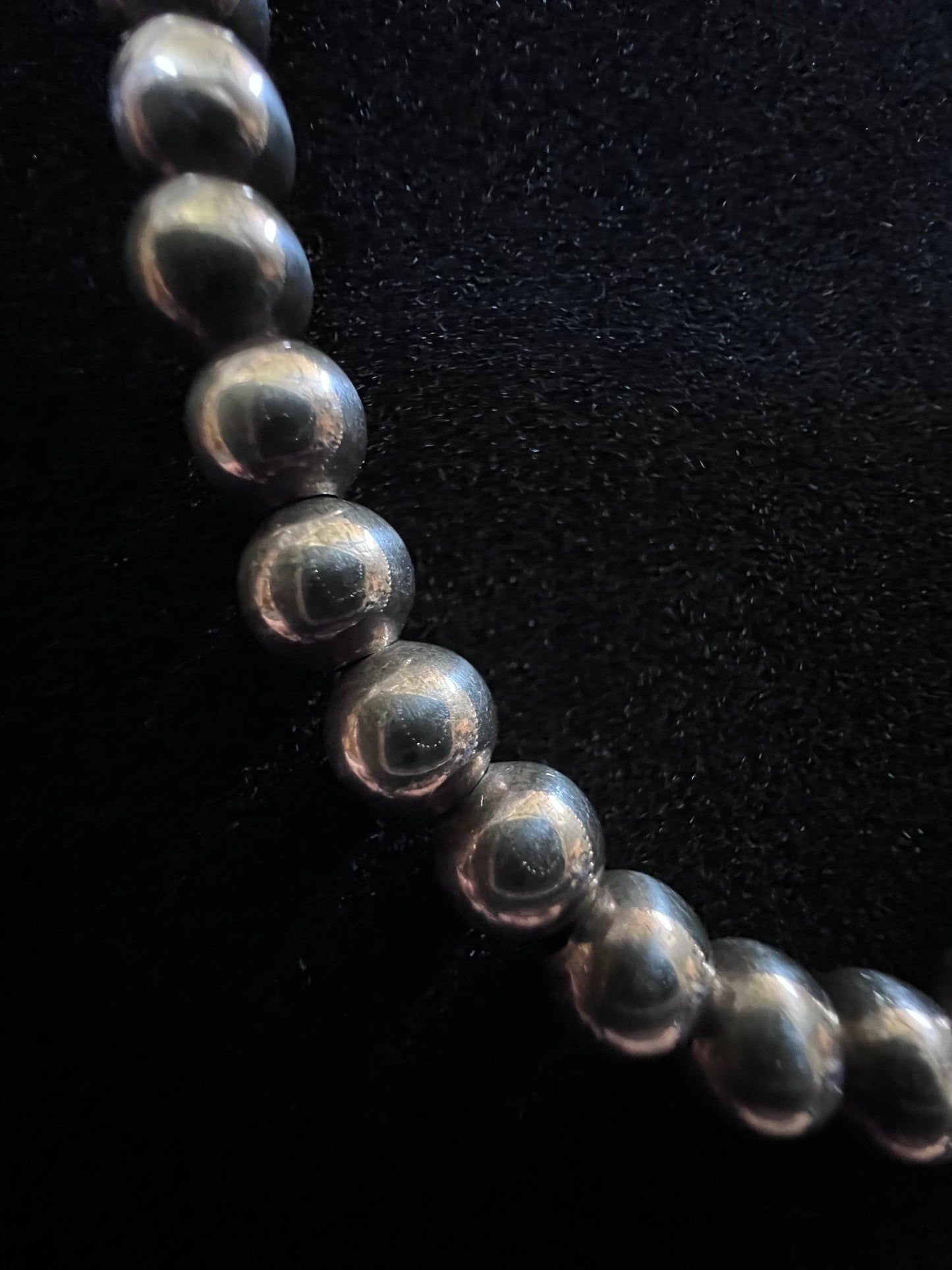 Vintage Sterling Silver 6mm Bead Necklace 15.5”