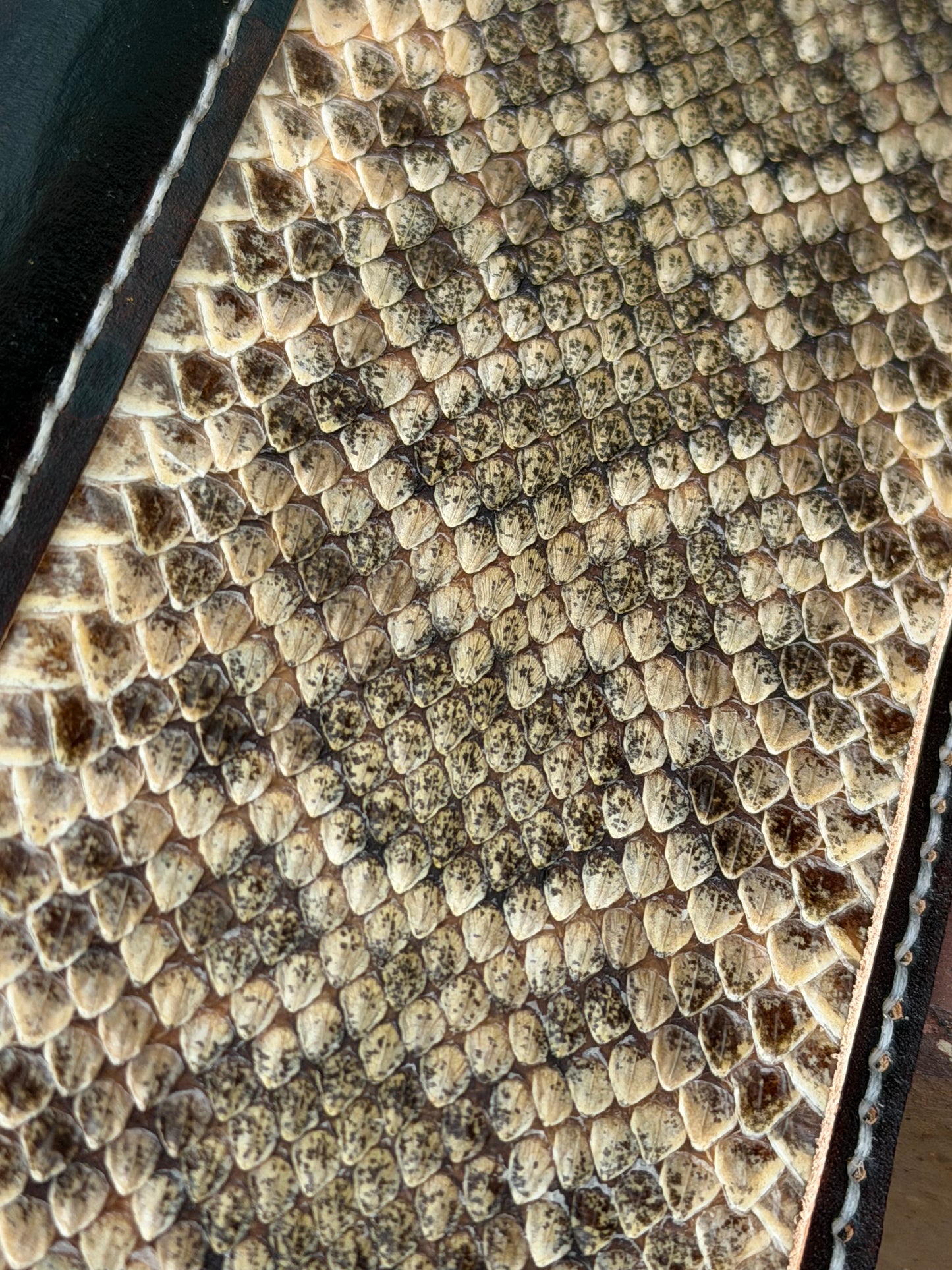 Diamondback Rattlesnake long wallet with basket weave tooling.
