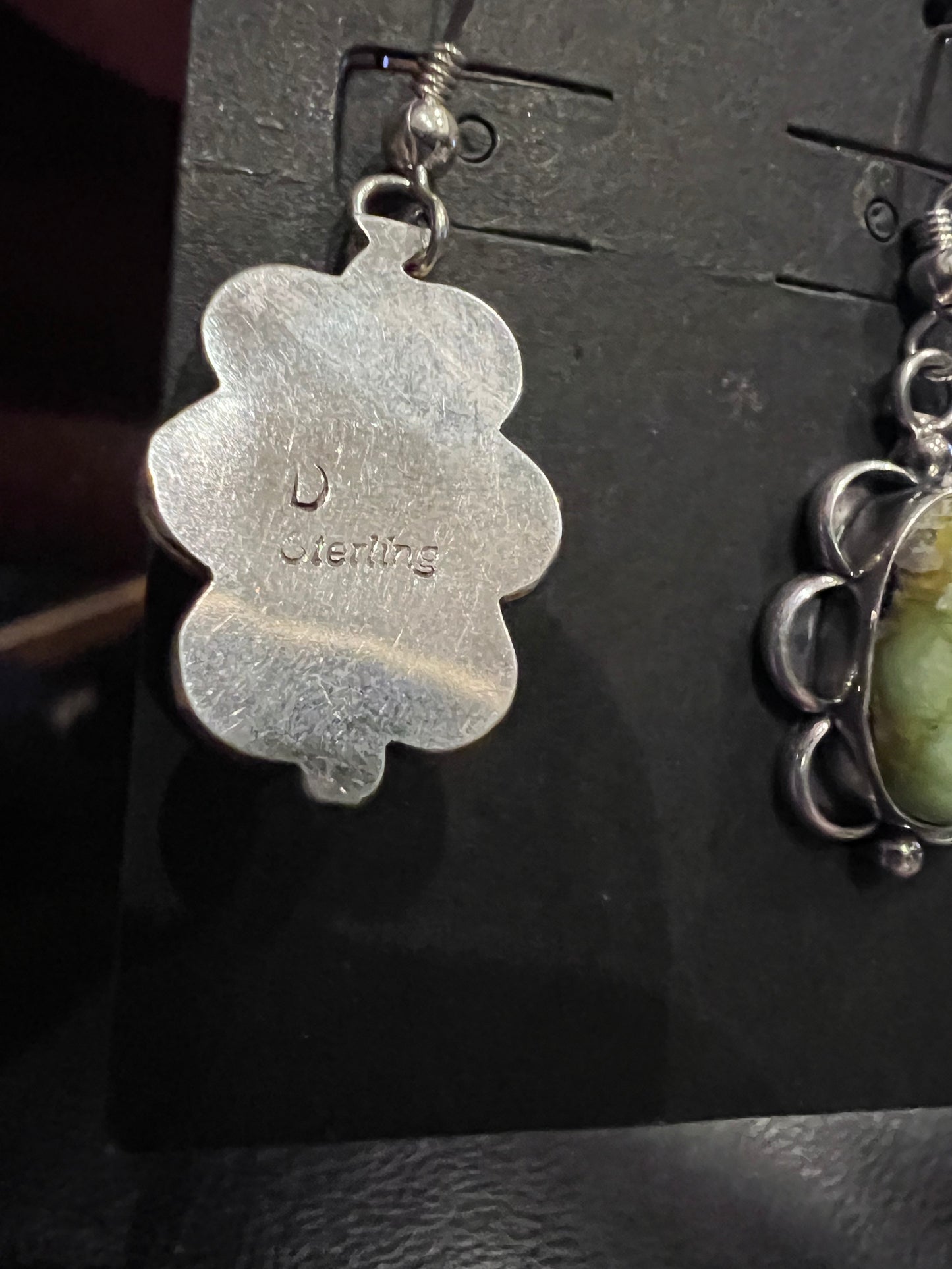 Navajo Handmade Sterling & Palomino Variscite Dangle Earrings 1.5β