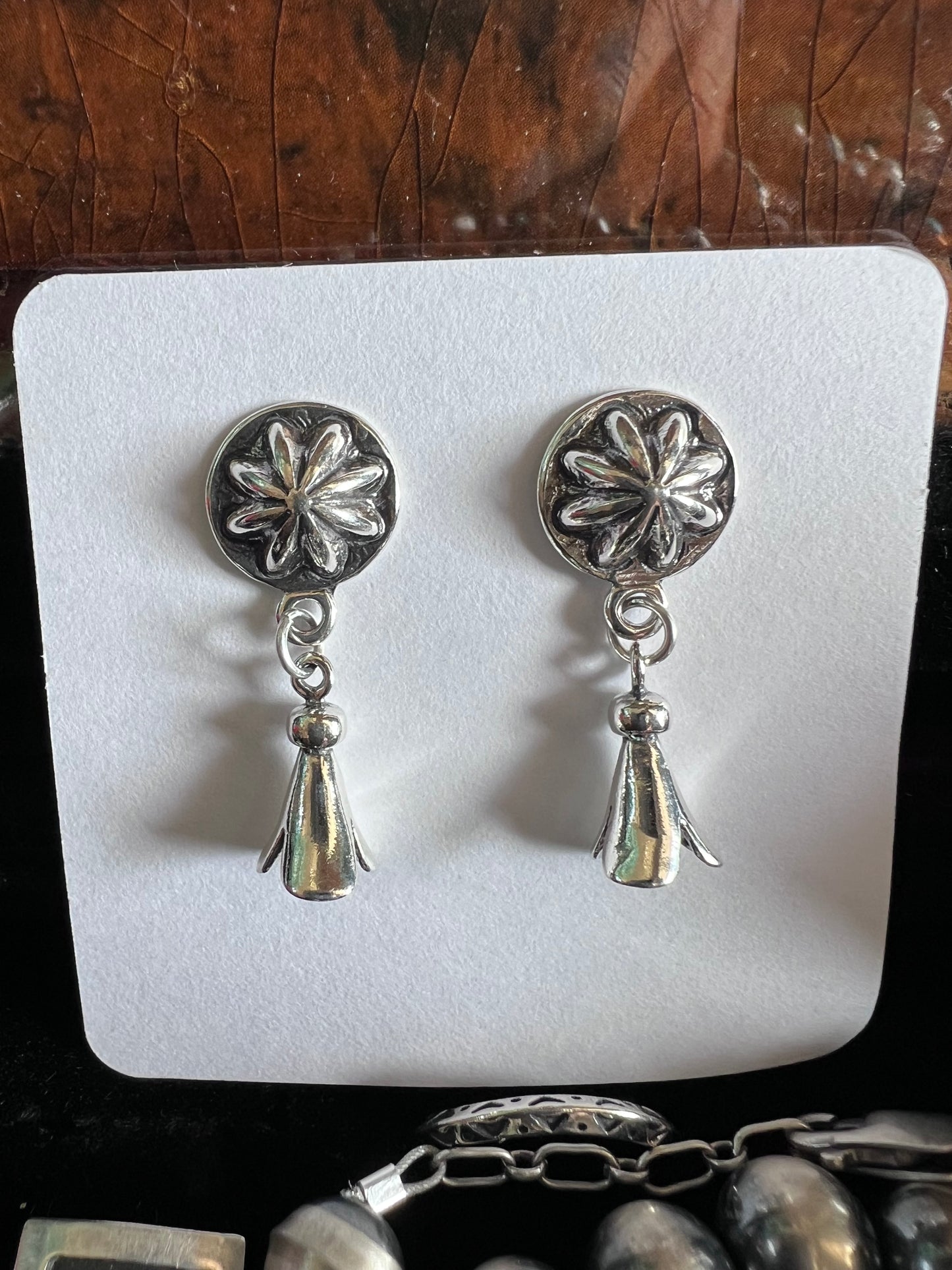 Sterling Silver Star Shot Blossom Dangle Post Earrings 1 1/4β