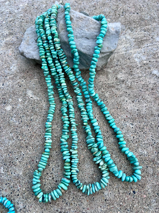 3 Single-Strand 19β Campitos Turquoise Necklaces w/ Sterling Clasp