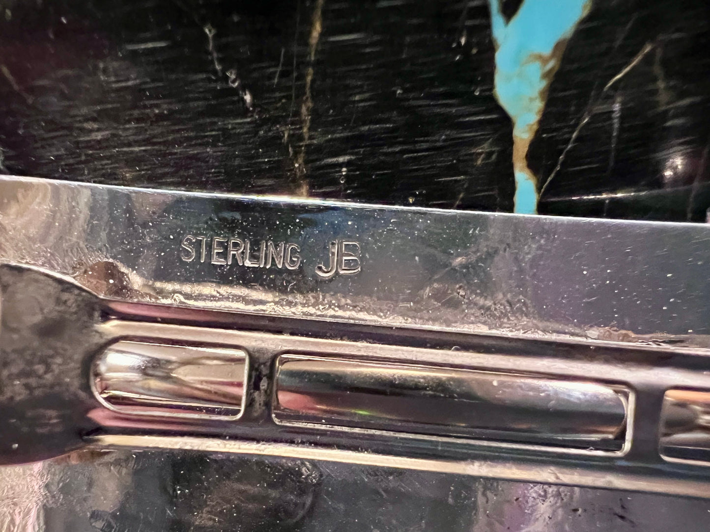 Handmade by Jolene Begay - Sterling & Kingman Turquoise Hair Barrette 3”x1”