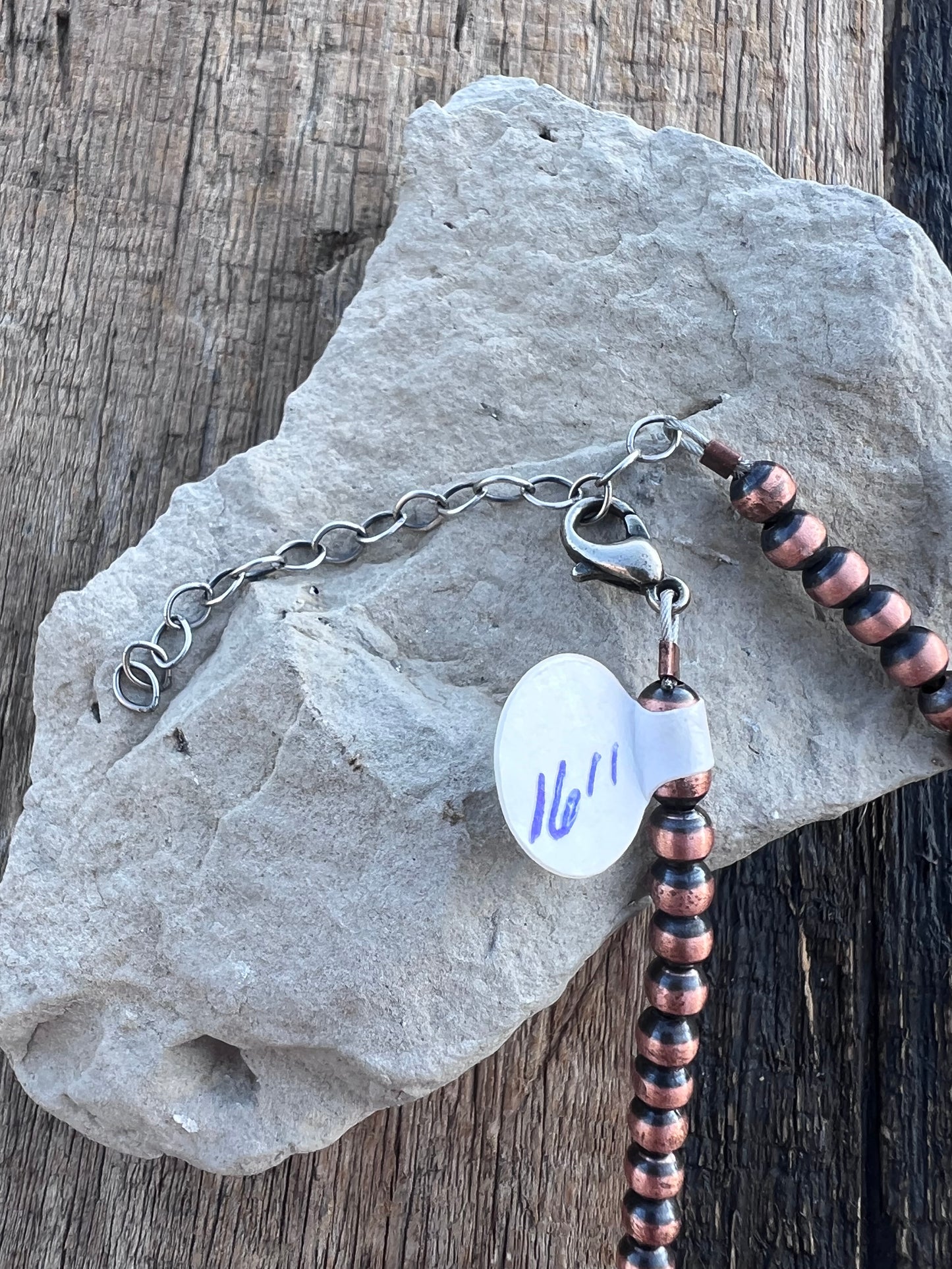 Copper 4mm Beads & Sleeping Beauty Turquoise Chip Necklace 16β-18β