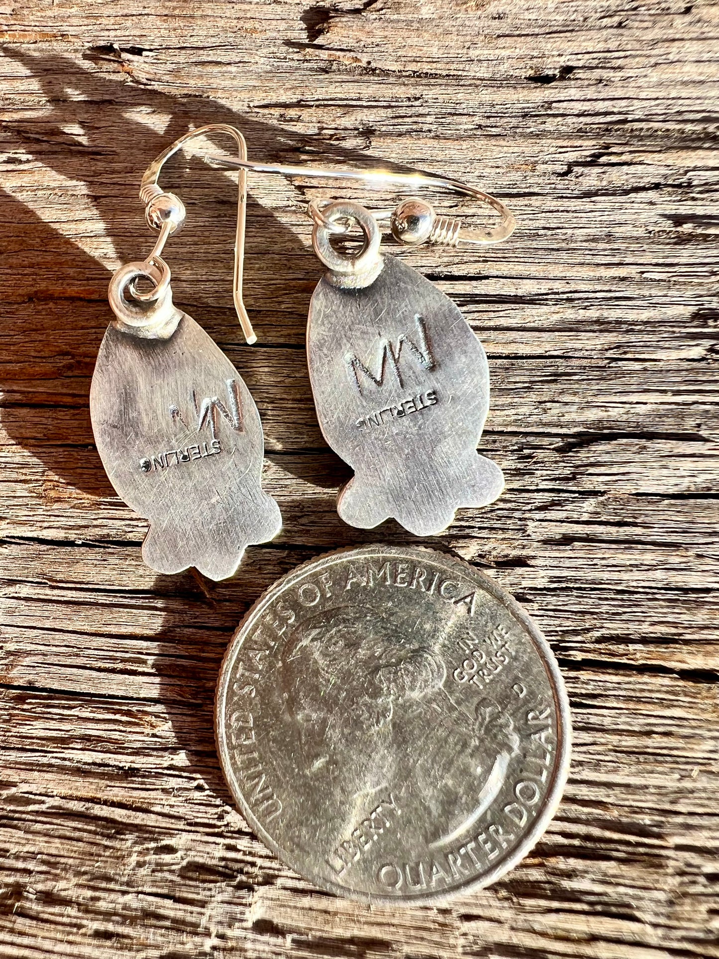 New Lander Variscite & Sterling Silver Dangle Earrings - Navajo Handmade by Miranda Willie