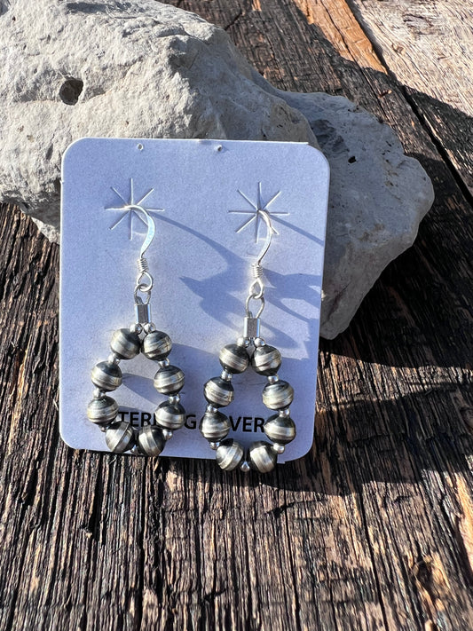 Southwest Sterling Bead(5mm) Dangle Earrings 1.5β