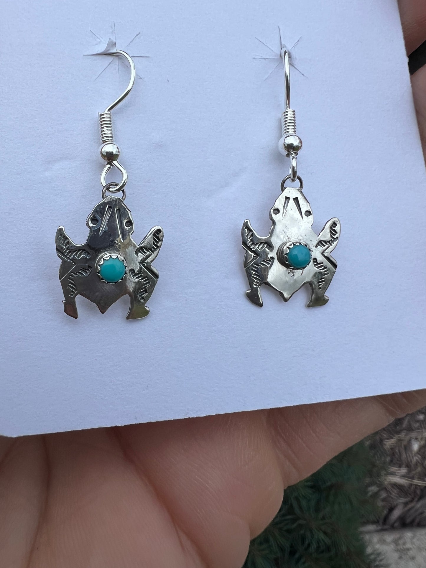Native American Handmade Sterling & Turquoise 1.3” long