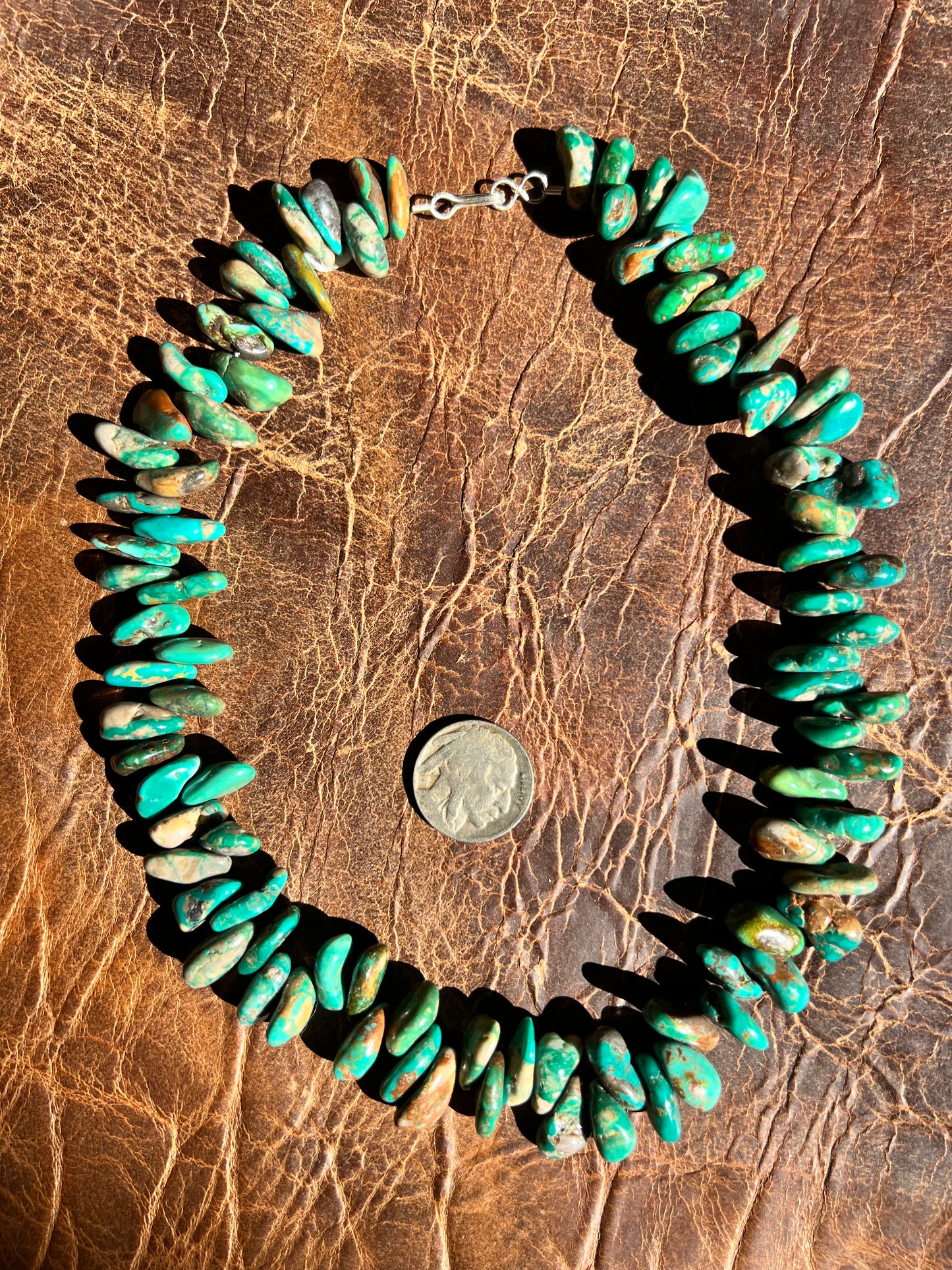 Fox Turquoise Tab Bead Necklace 17β