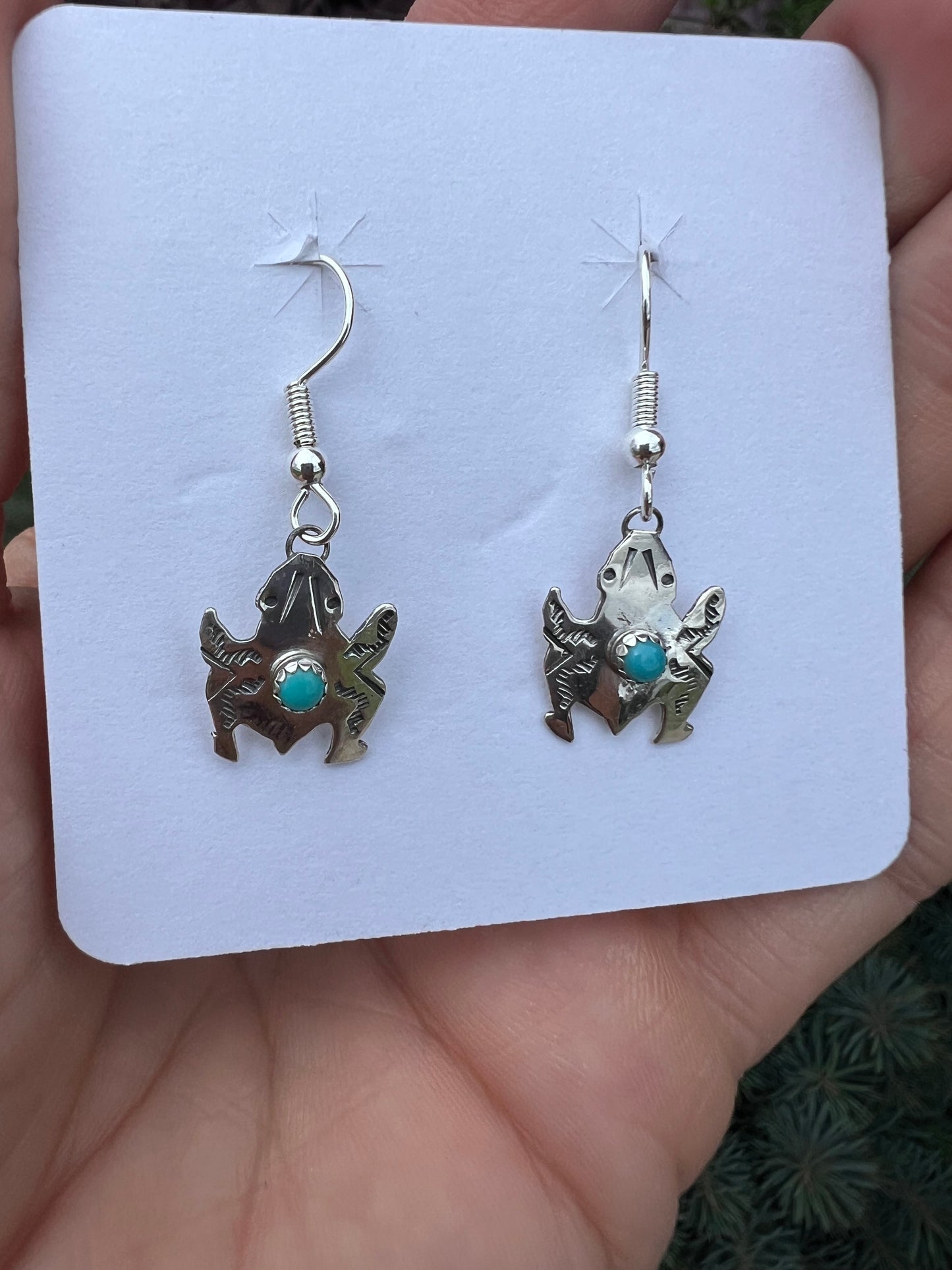 Native American Handmade Sterling & Turquoise 1.3” long