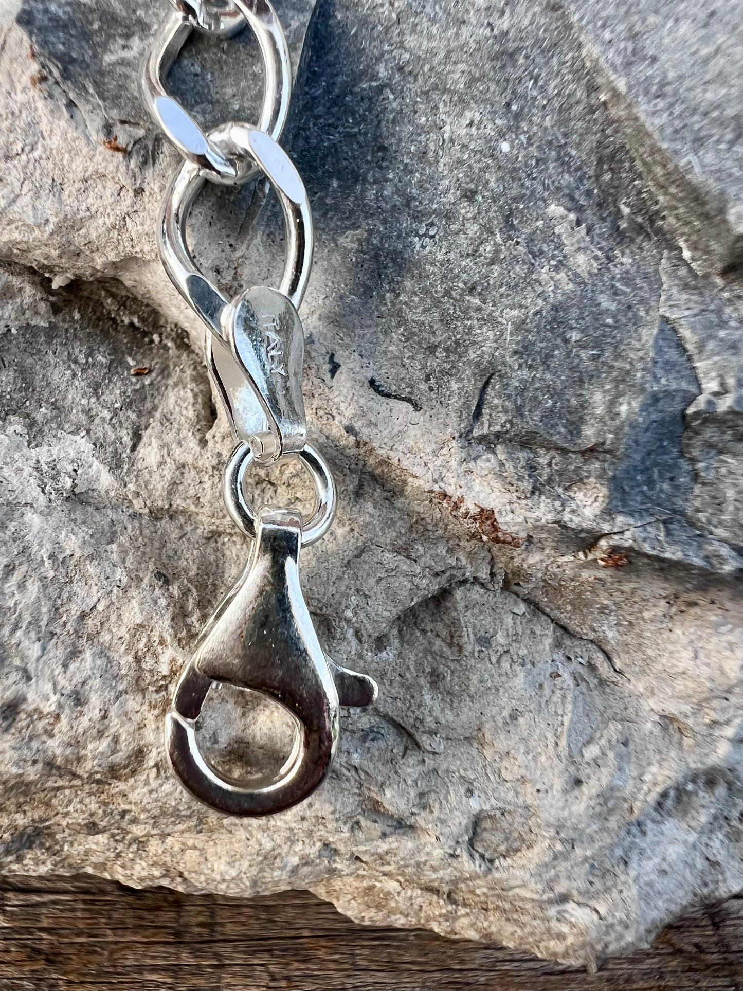 Sterling Silver (made in Italy) High-shine Link Bracelet Sz 7.5”