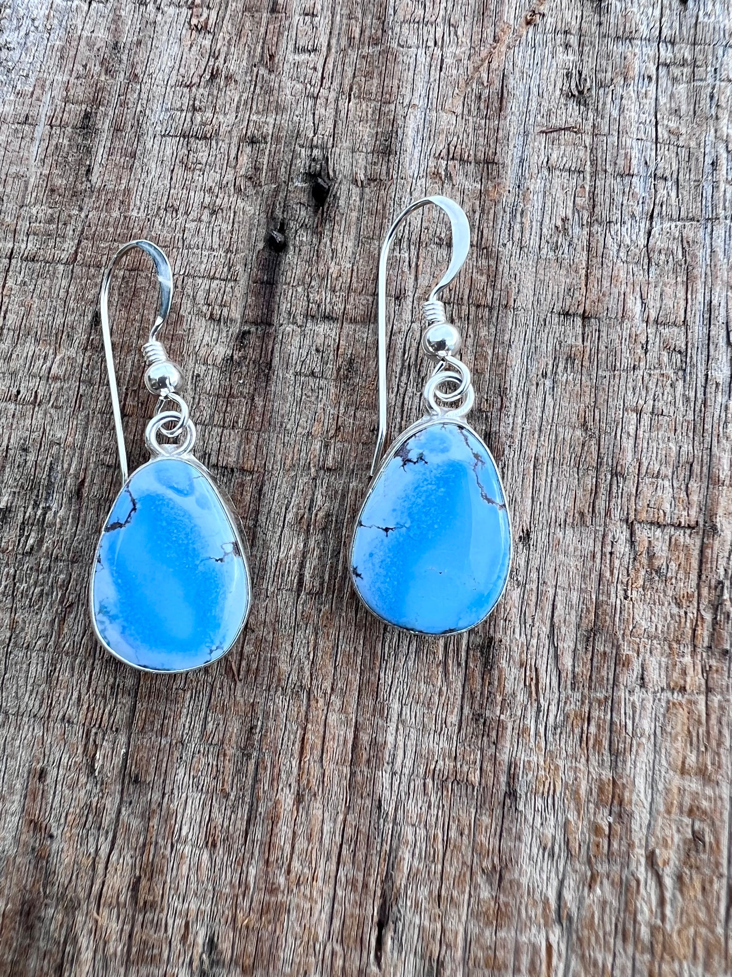 Native Navajo Handmade Sterling & Golden Hills Turquoise Dangle Earrings 1.5β