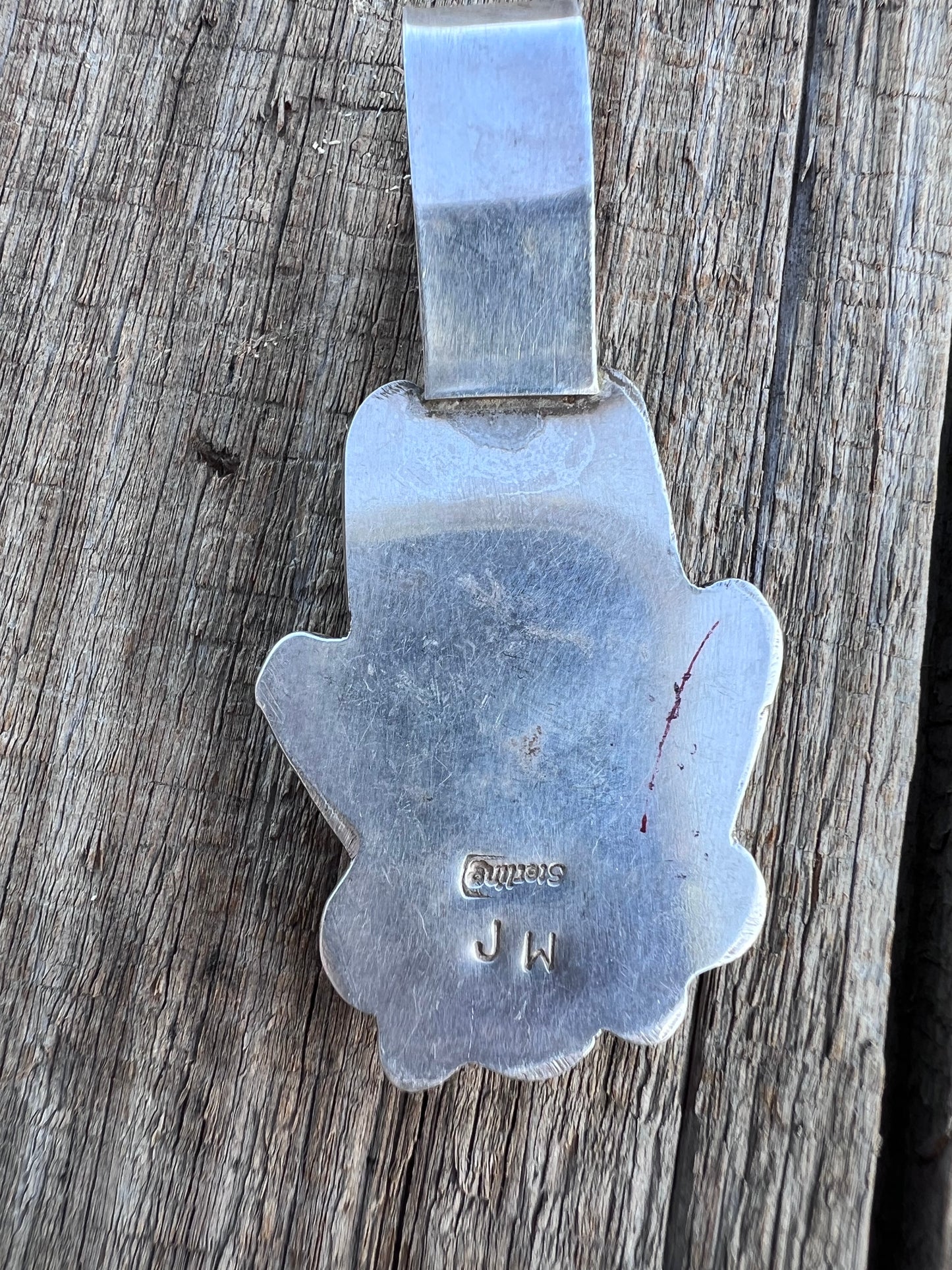 Native American Handmade Sterling & Turquoise Pendant 2 5/8” x 1.25”
