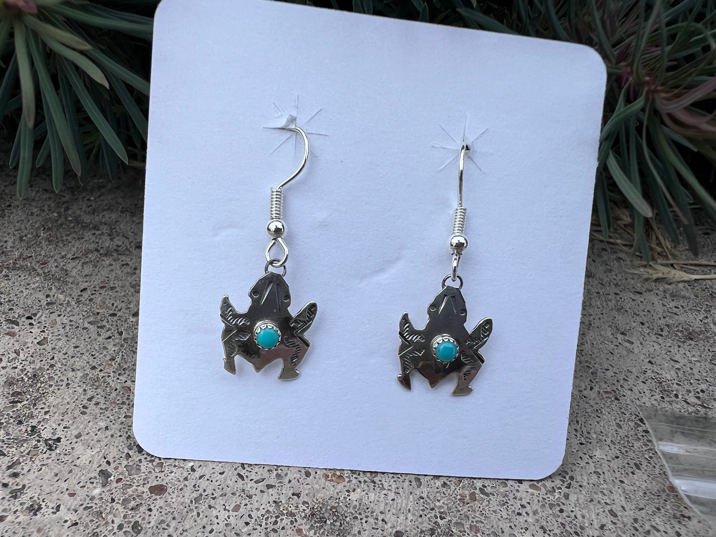 Native American Handmade Sterling & Turquoise 1.3” long