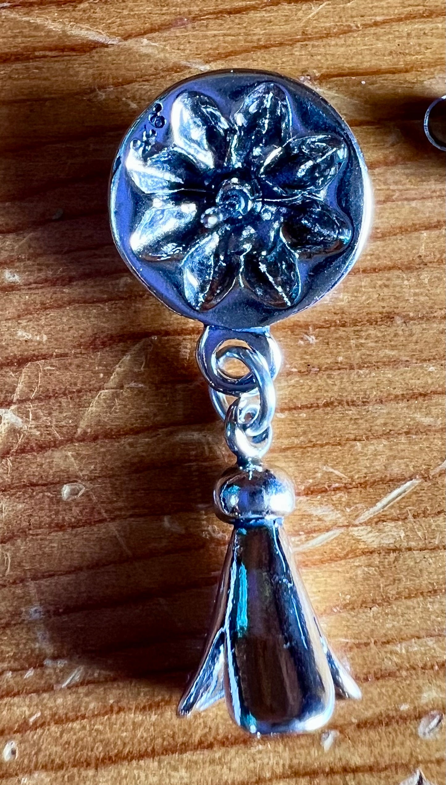 Sterling Silver Star Shot Blossom Dangle Post Earrings 1 1/4β
