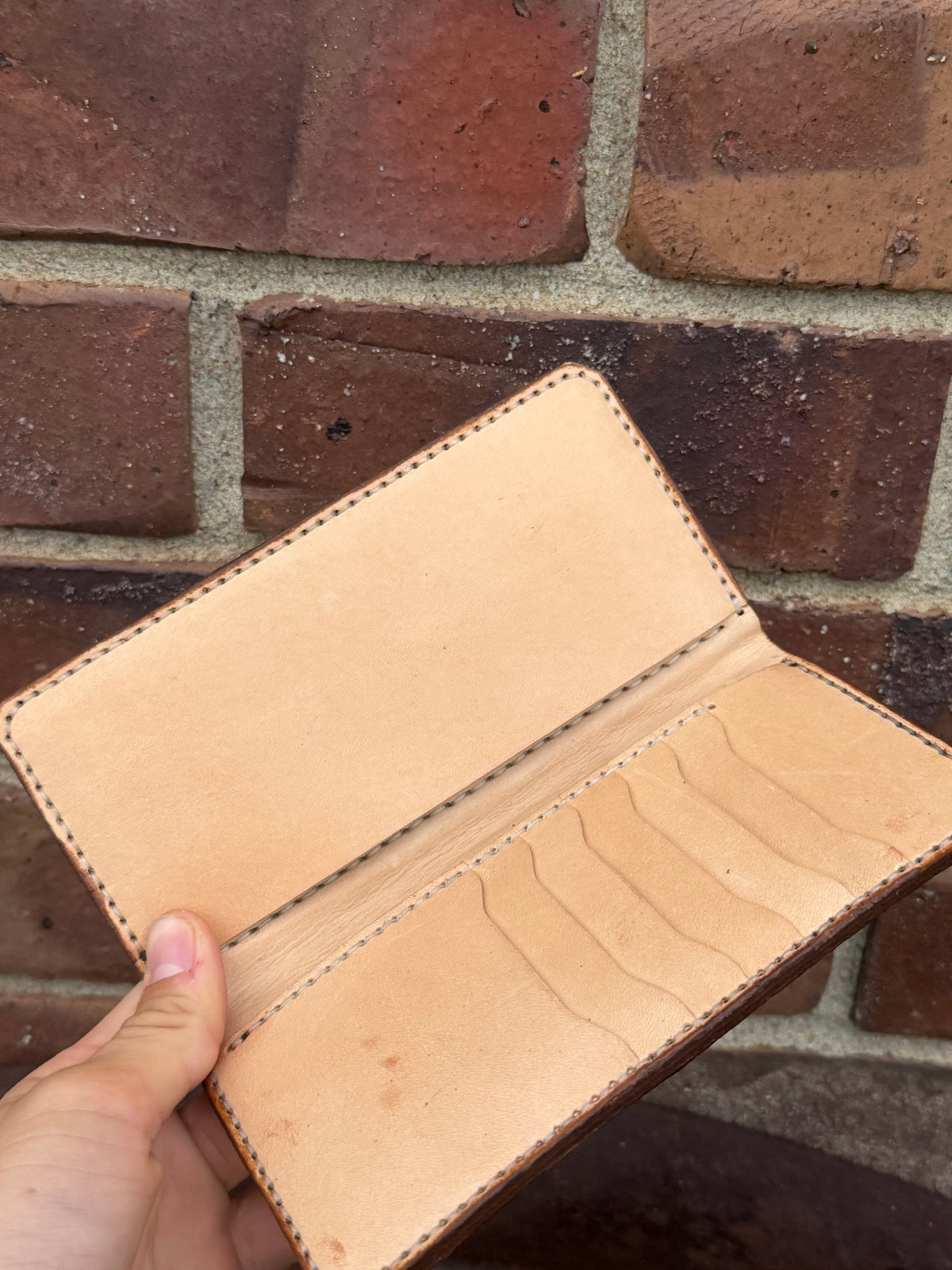 Brown Pirarucu Tooled Long Wallet