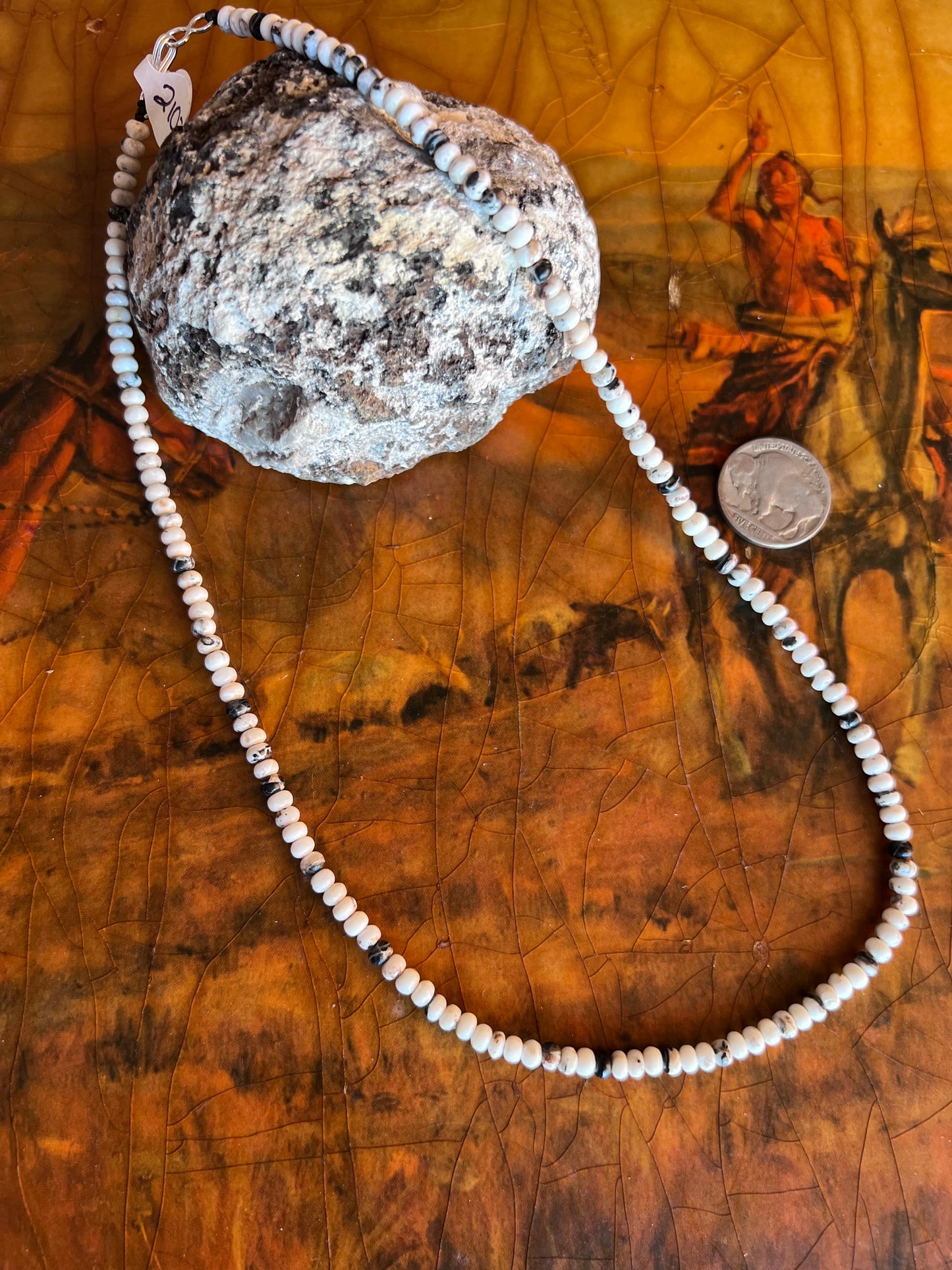 Genuine White Buffalo 4mm Rondelle Bead 19β Necklace