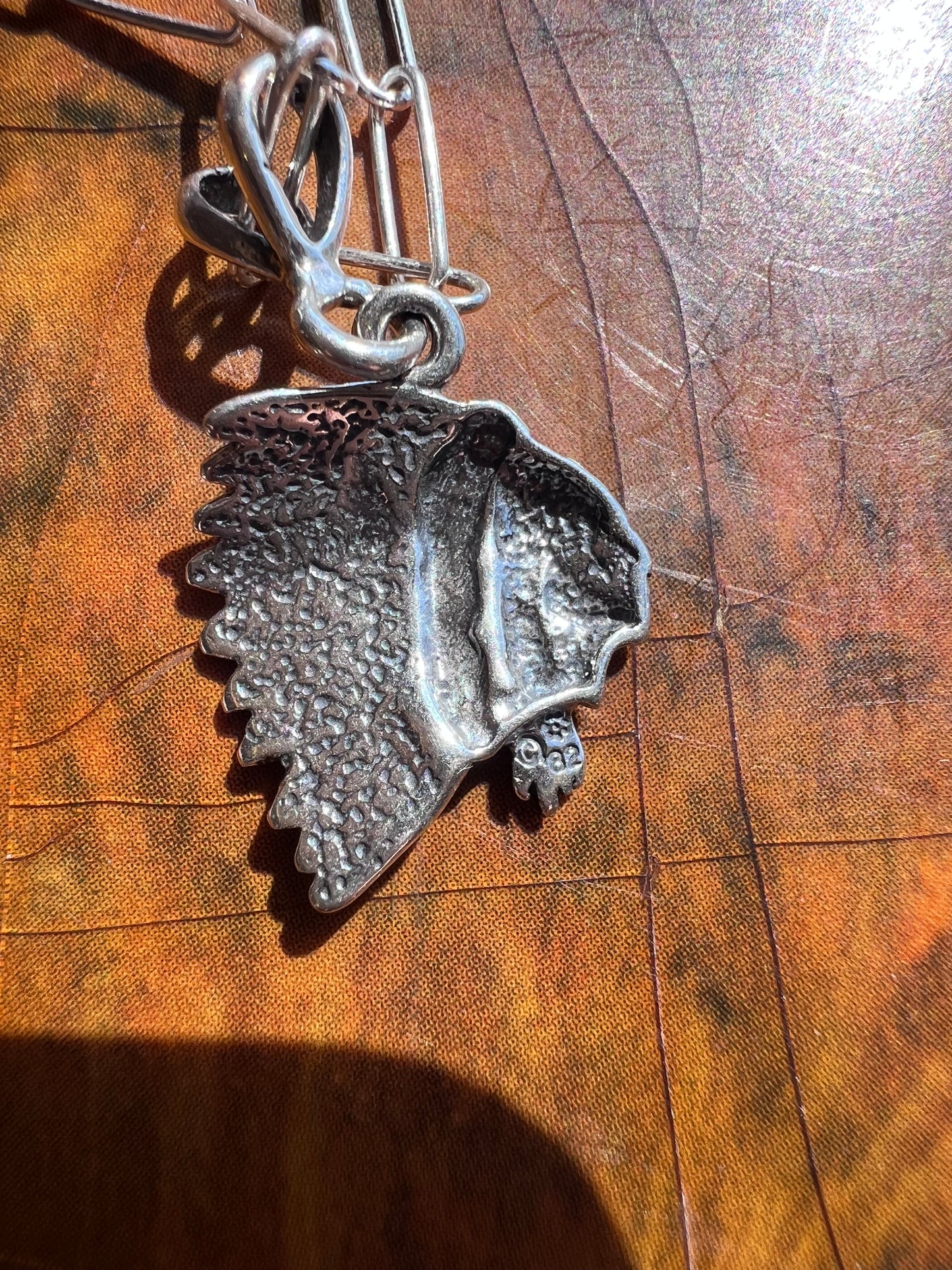 Sterling Chief Head Pendant & Paperclip High-shine Sterling Necklace 16”